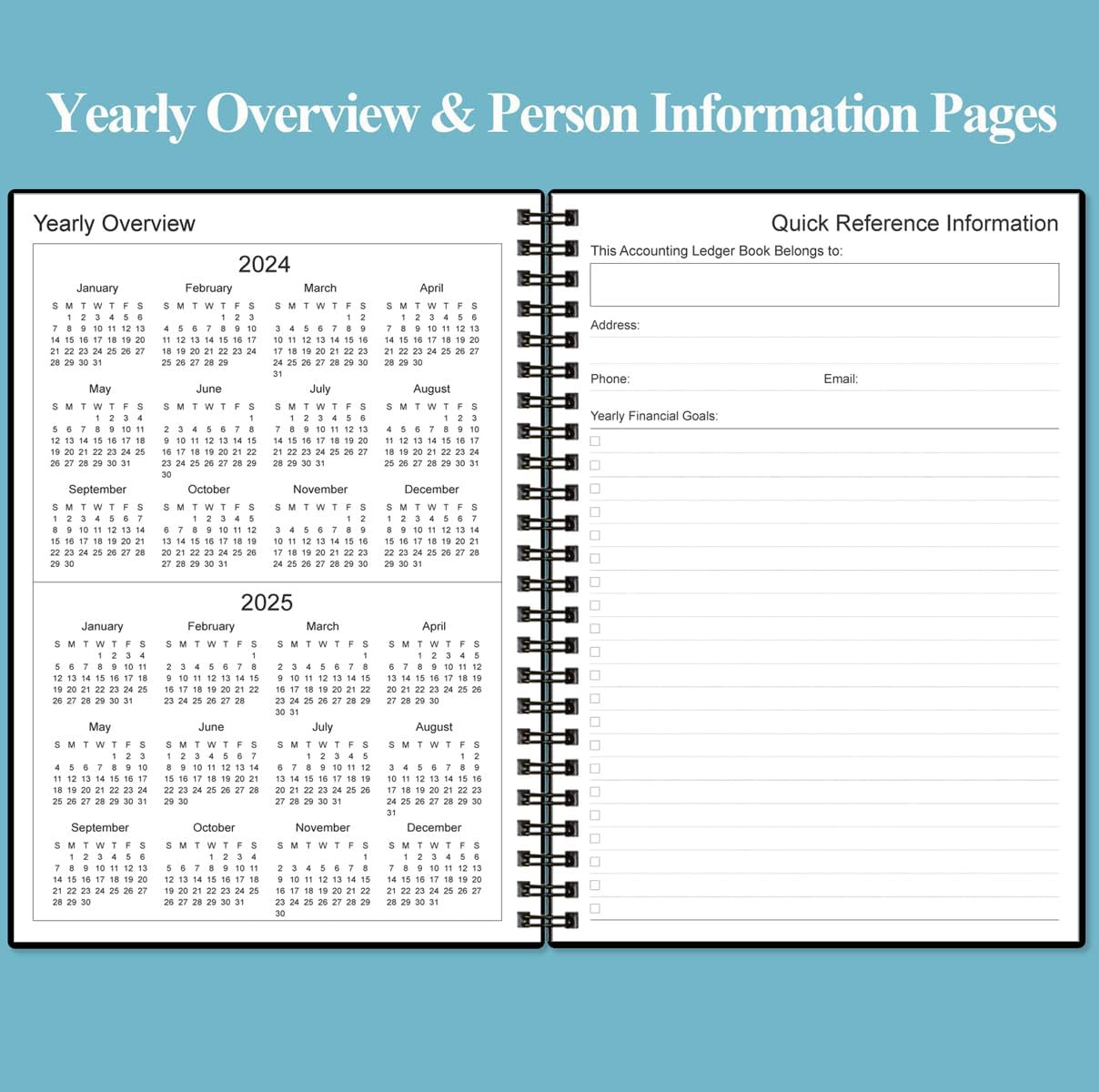 A5 Accounting Ledger Book Undated Expense Tracker 128 Pages