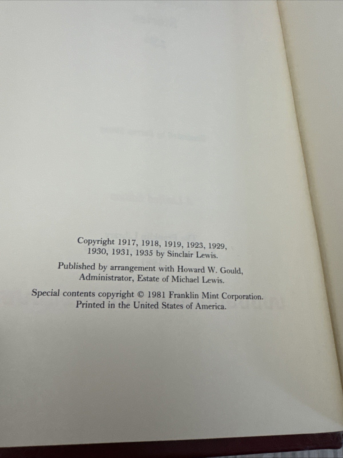 The Franklin Library Sinclair Lewis Stories 1981 Limited Edition Leatherbound