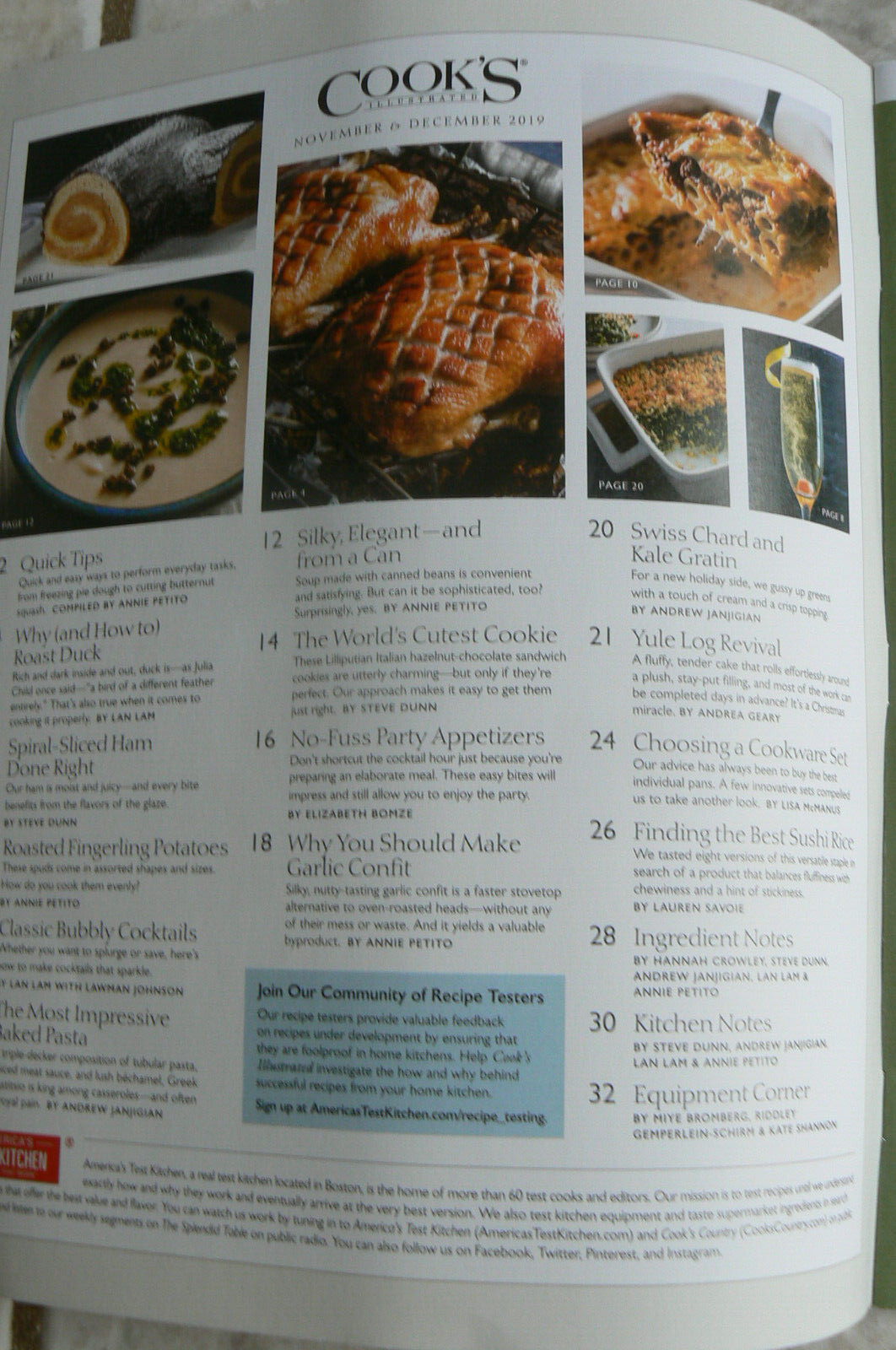 Cook’s Illustrated #161 Nov/Dec 2019 Ham,Yule Log,Cocktails,Garlic Confit,Duck +