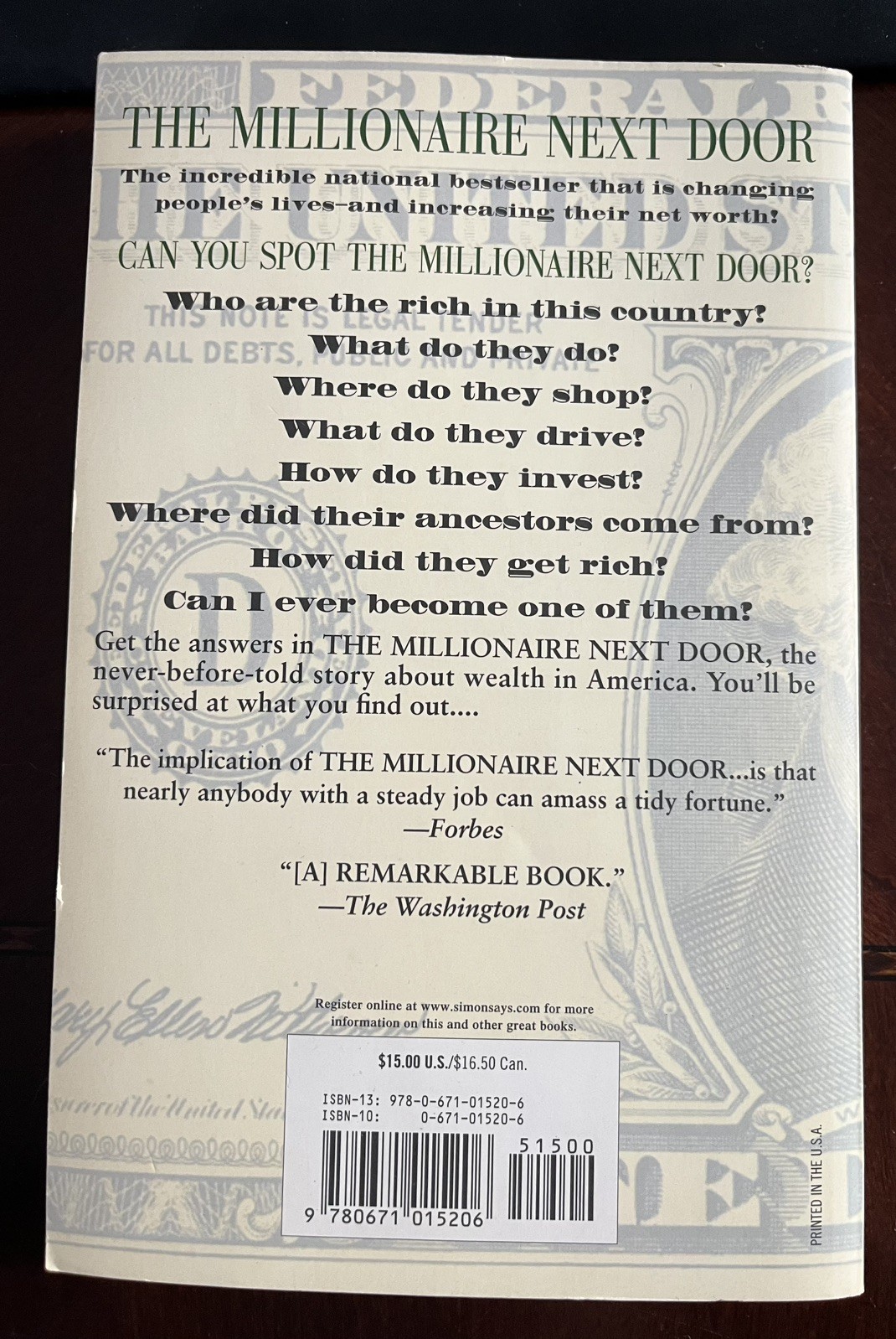 The Millionaire Next Door – Paperback By Stanley, Thomas J. NYT#1 , LIKE NEW
