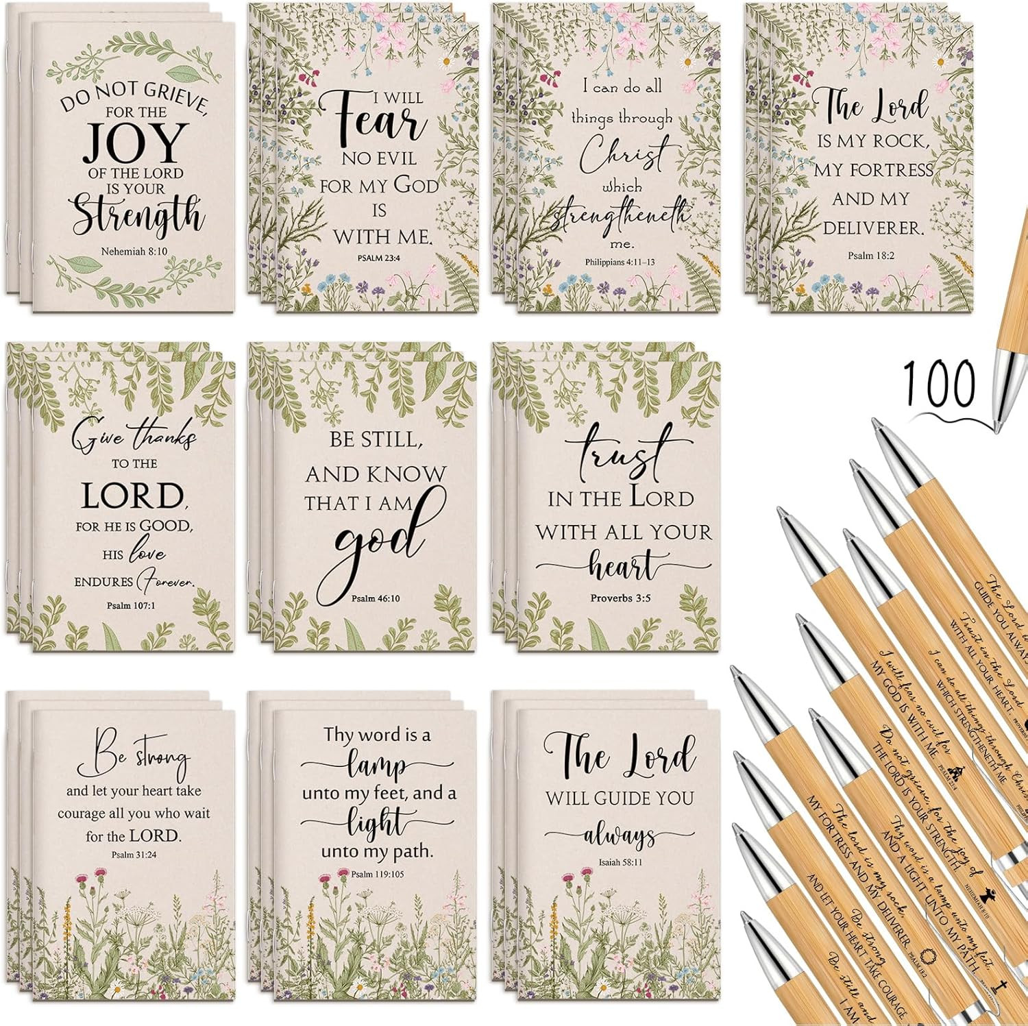 120 Pcs Christian Gift Bulk for Women Bible Verse Notebook Prayer Journal Inspir