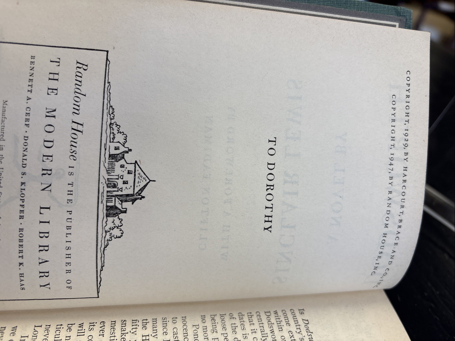 Dodsworth by Sinclair Lewis 1947 Modern Library Hardcover