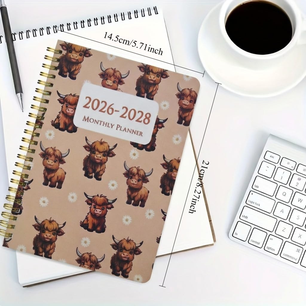 1Pcs 2026 Planner Weekly and Monthly, 2026-2028 Spiral Bound Notebook Calenda…