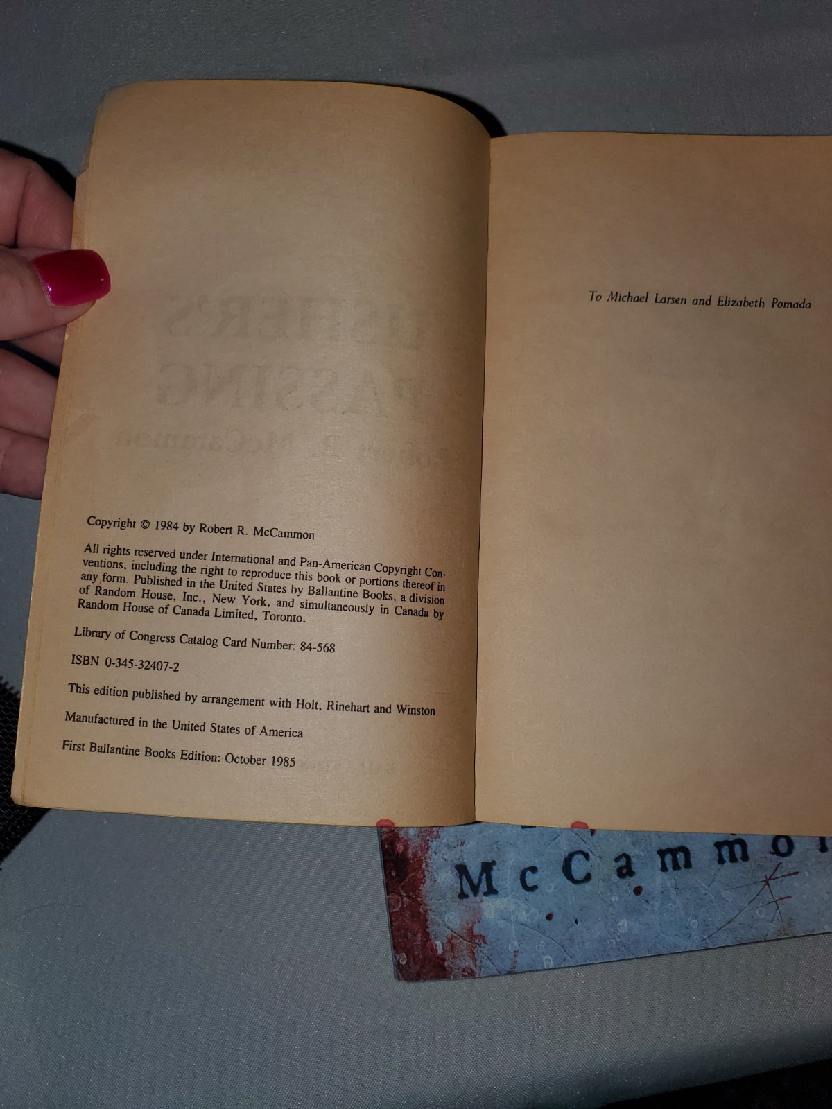 Usher’s Passing Robert R. McCammon 1st Ballentine Printing Vintage Paperback
