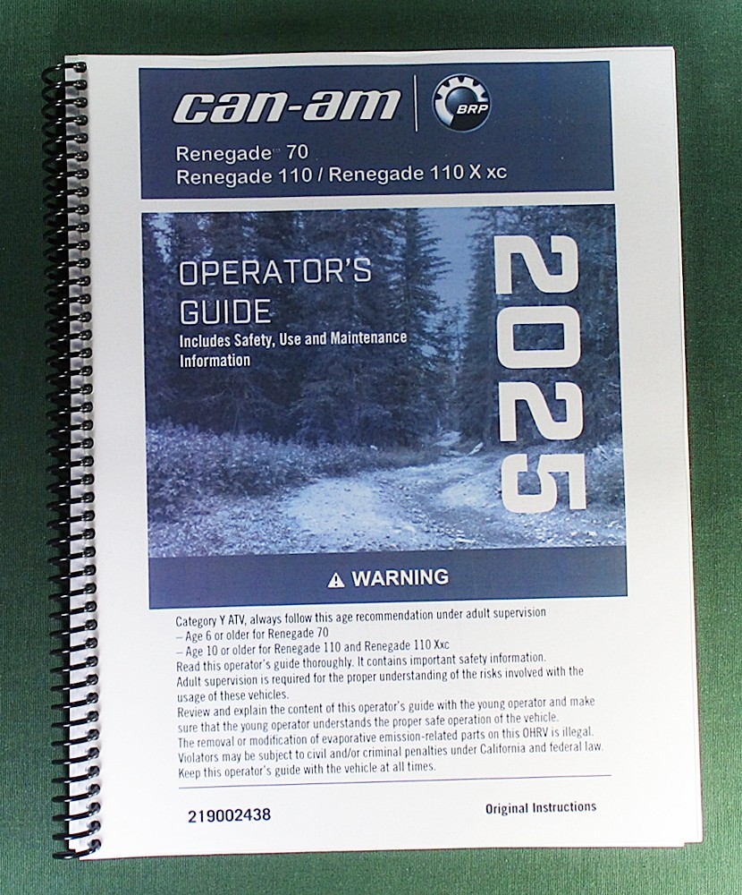 2025 Can-Am Renegade 110 Owner’s Manual: 231 Pages & Protective Covers