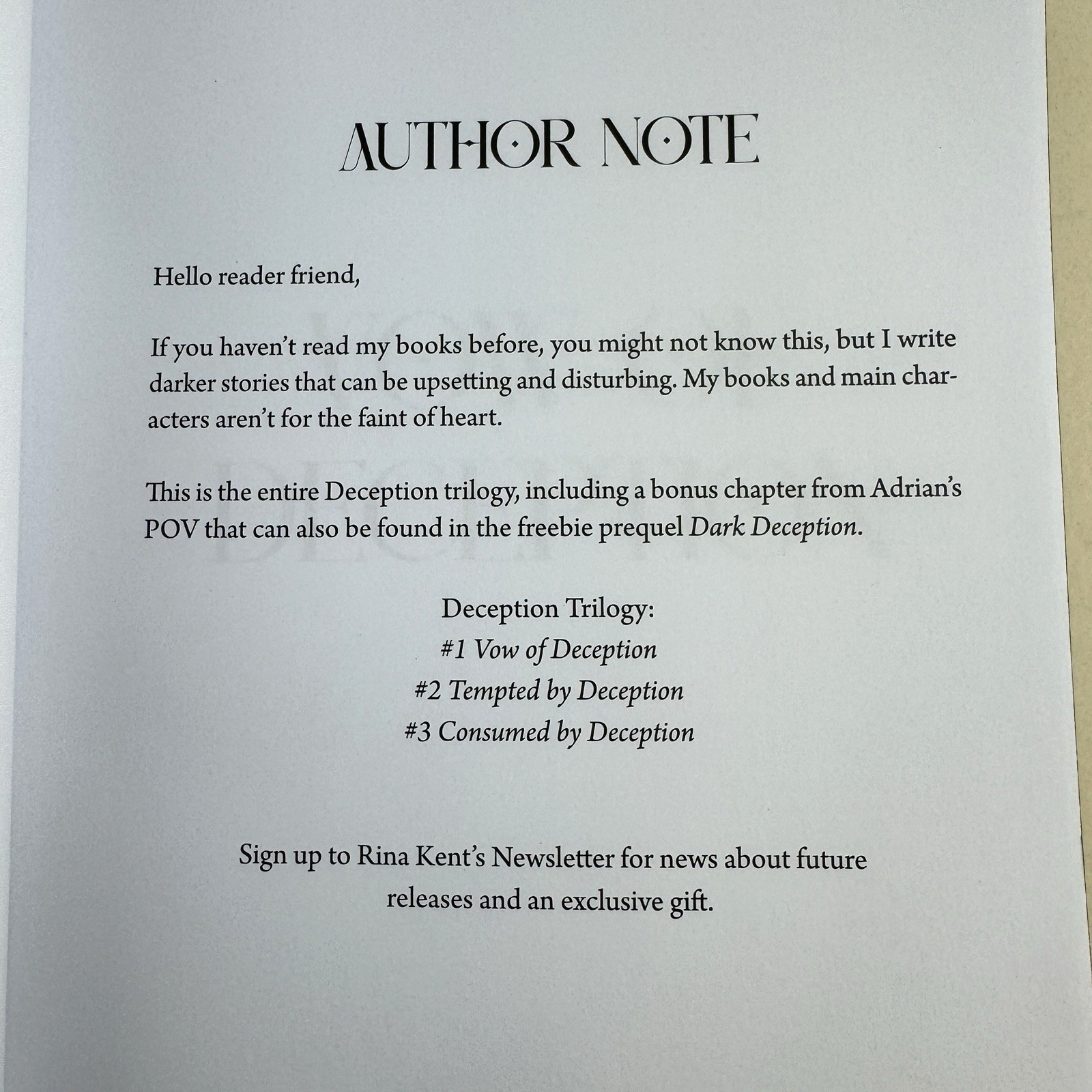 Rina Kent Deceptions Trilogy After Dark Bookshop Special Edition + Art Prints