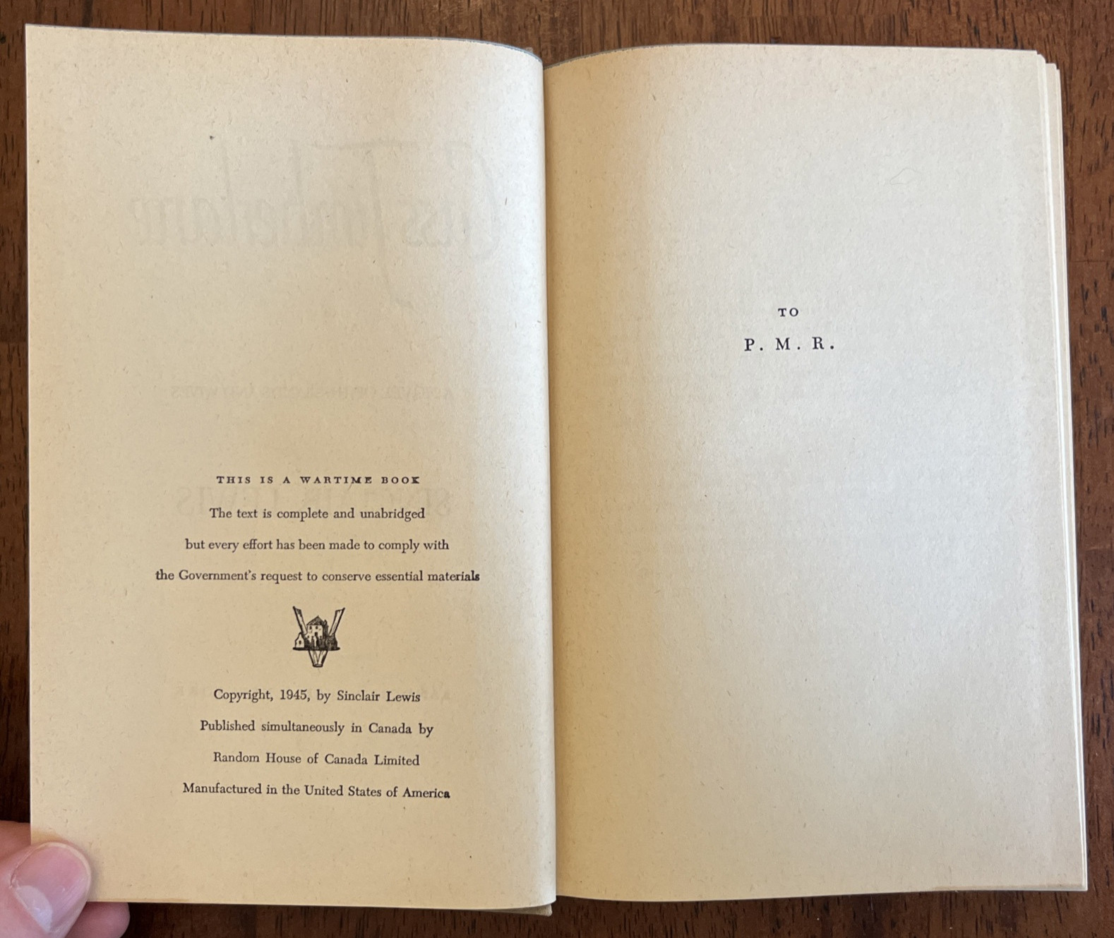 Cass Timberlane, by Sinclair Lewis, HC 1945 First Edition!