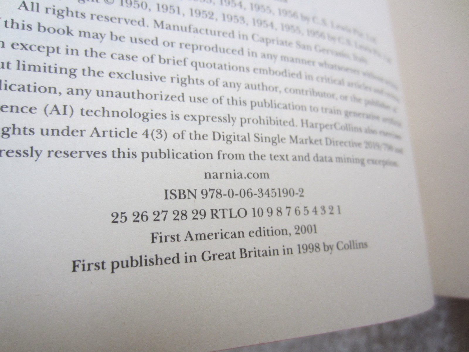 The Chronicles of Narnia Deluxe Edition: 7 in 1 HCDJ Sprayed Edges First Edition