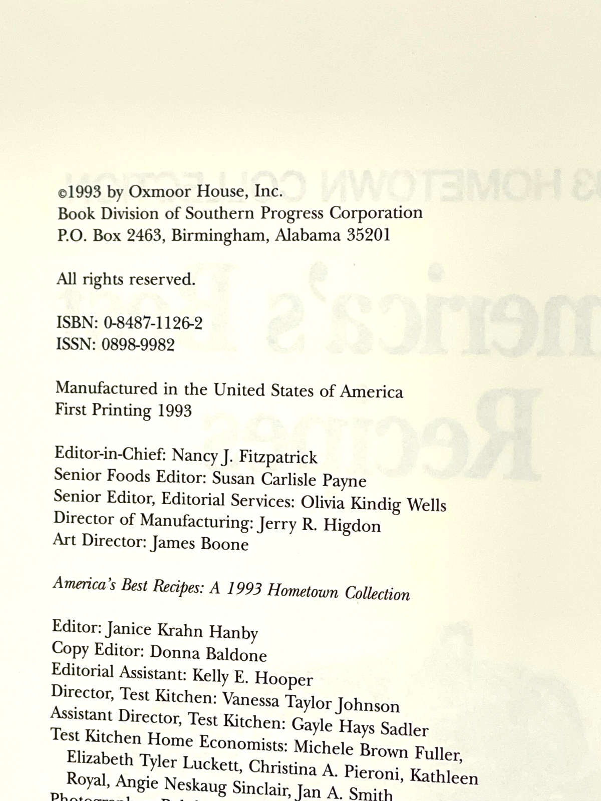 America’s Best Recipes Cookbook Hometown Collection Vintage 1993-336 pages