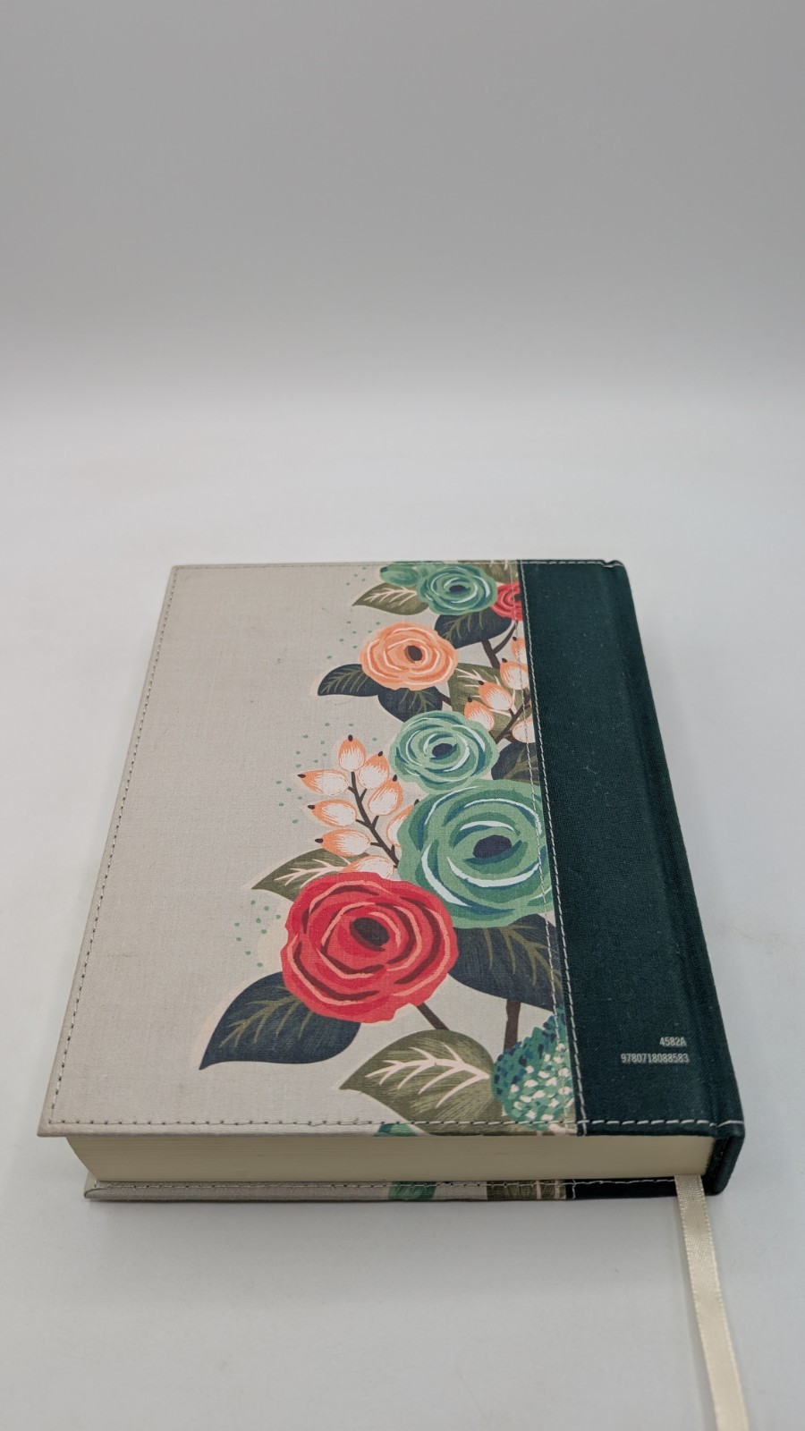 KJV, Journal the Word Bible, Hardcover, Green Floral Cloth, Red Letter Edition :