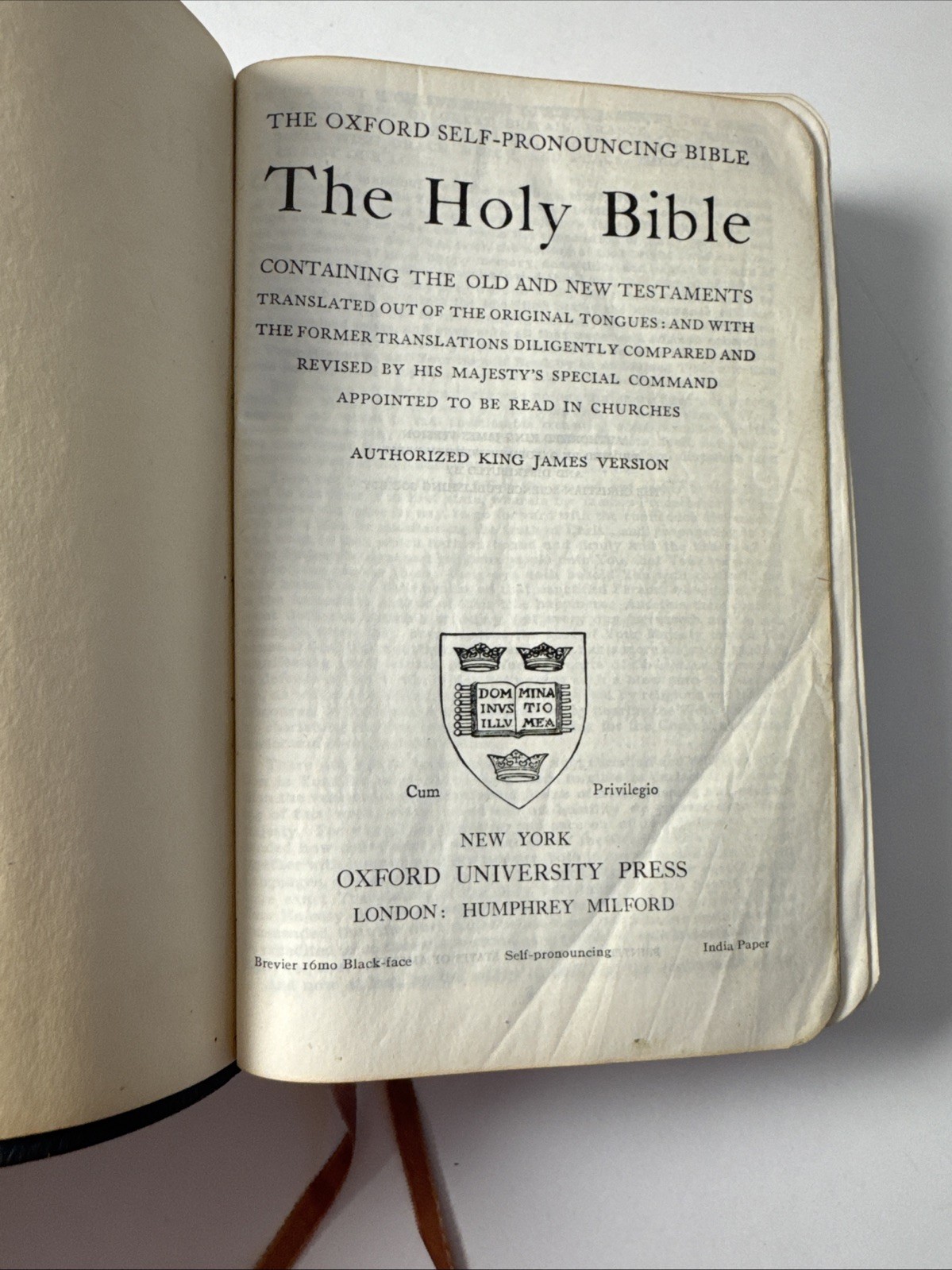 Vintage Oxford University Press Blue Gray Leather KJV Bible