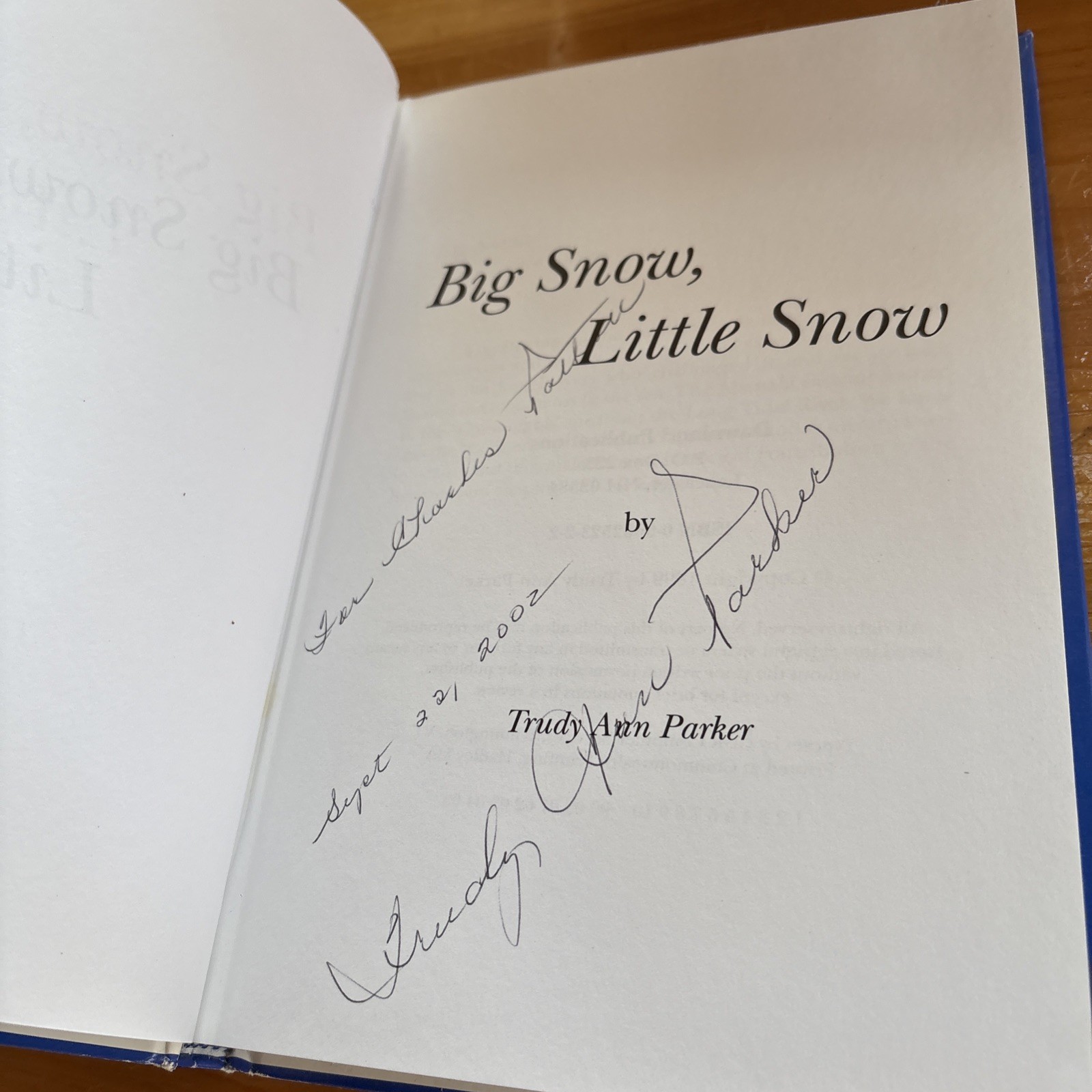 Big Snow Little Snow Trudy Ann Parker SIGNED! Abenaki Logging Connecticut River