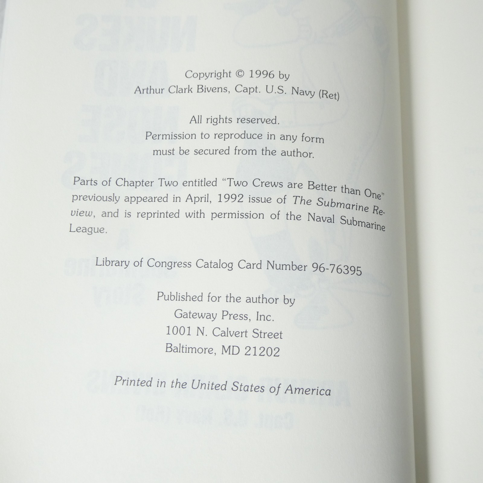 Of Nukes and Nose Cones A Submarine Story Arthur Clark Bivens Navy 1996 SIGNED