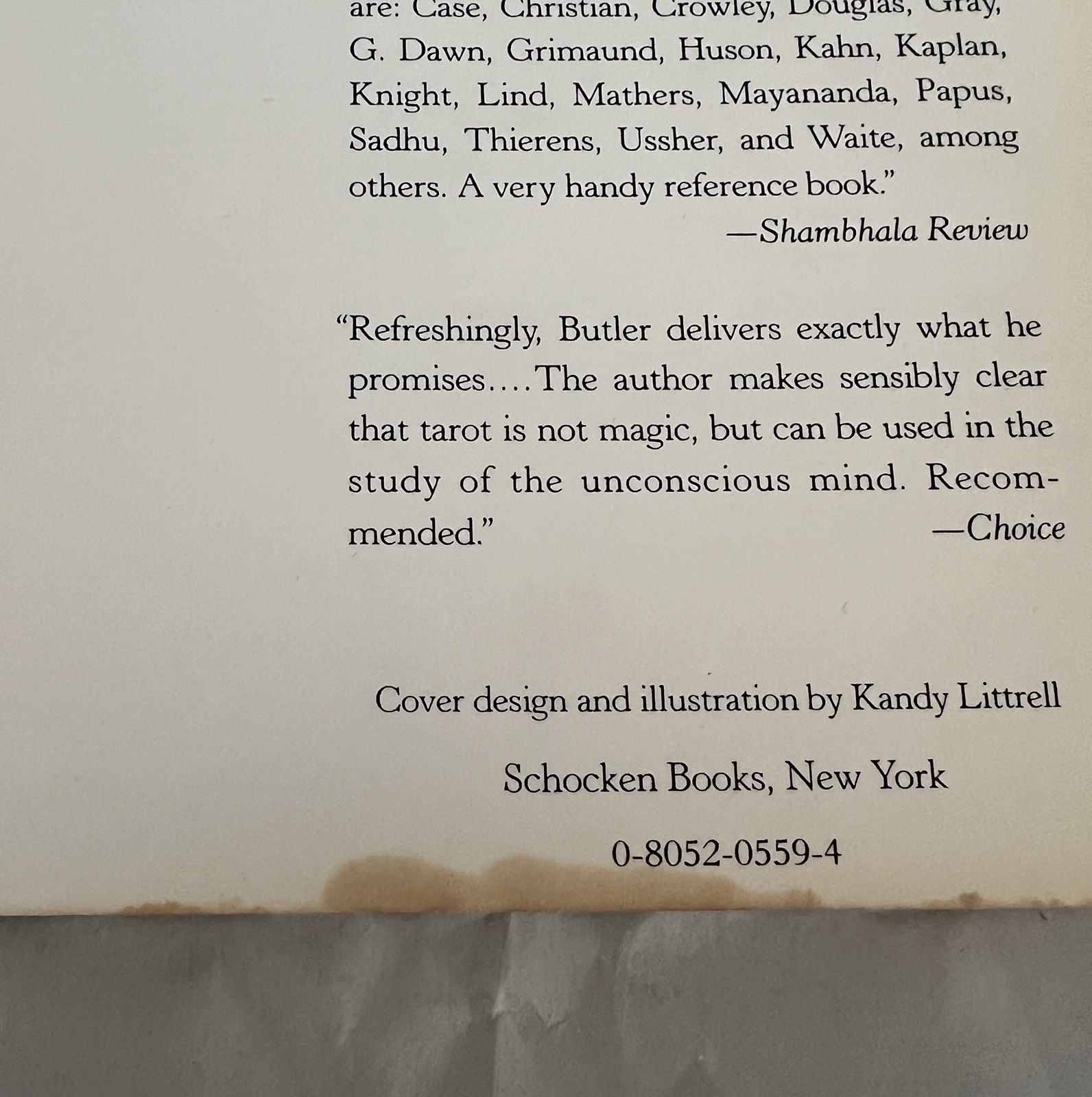 Dictionary of the Tarot Bill Butler 1975 Book Symbolism Cards Unconscious Mind