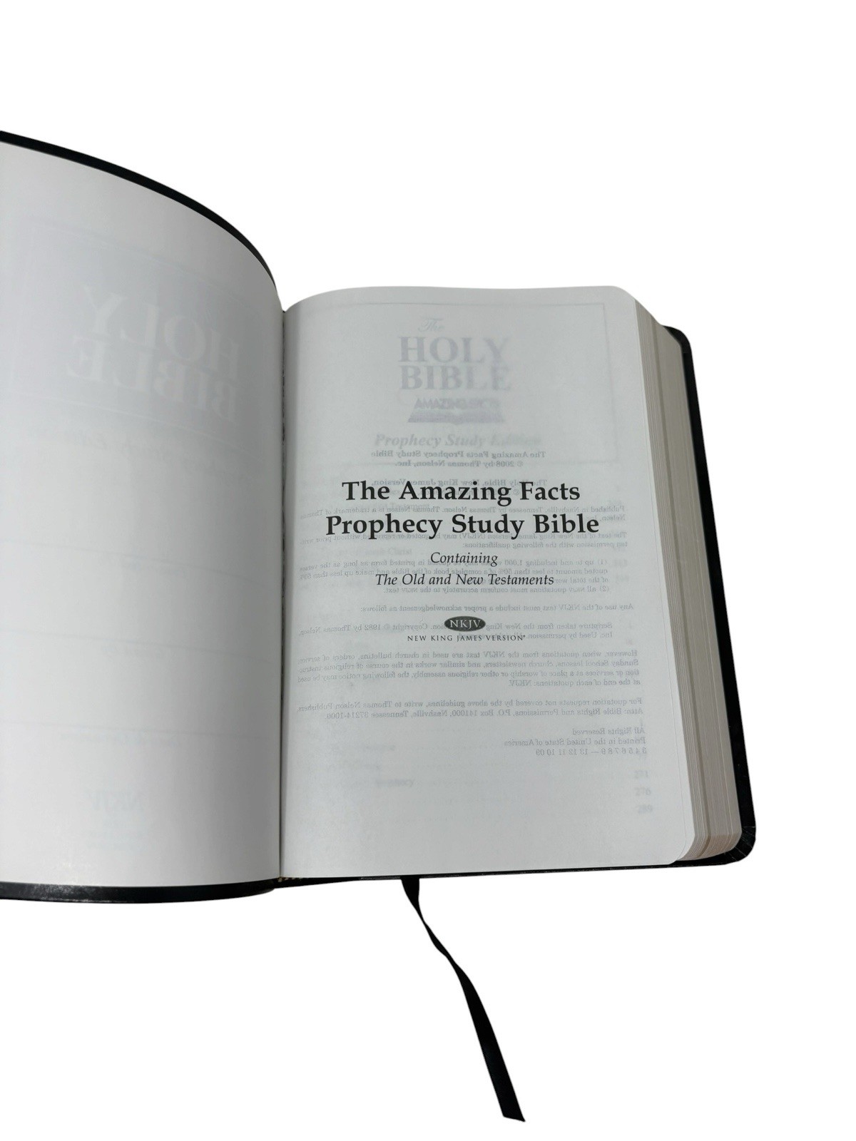 Holy Bible Prophecy Study Edition NKJV New King James Version Black Leather
