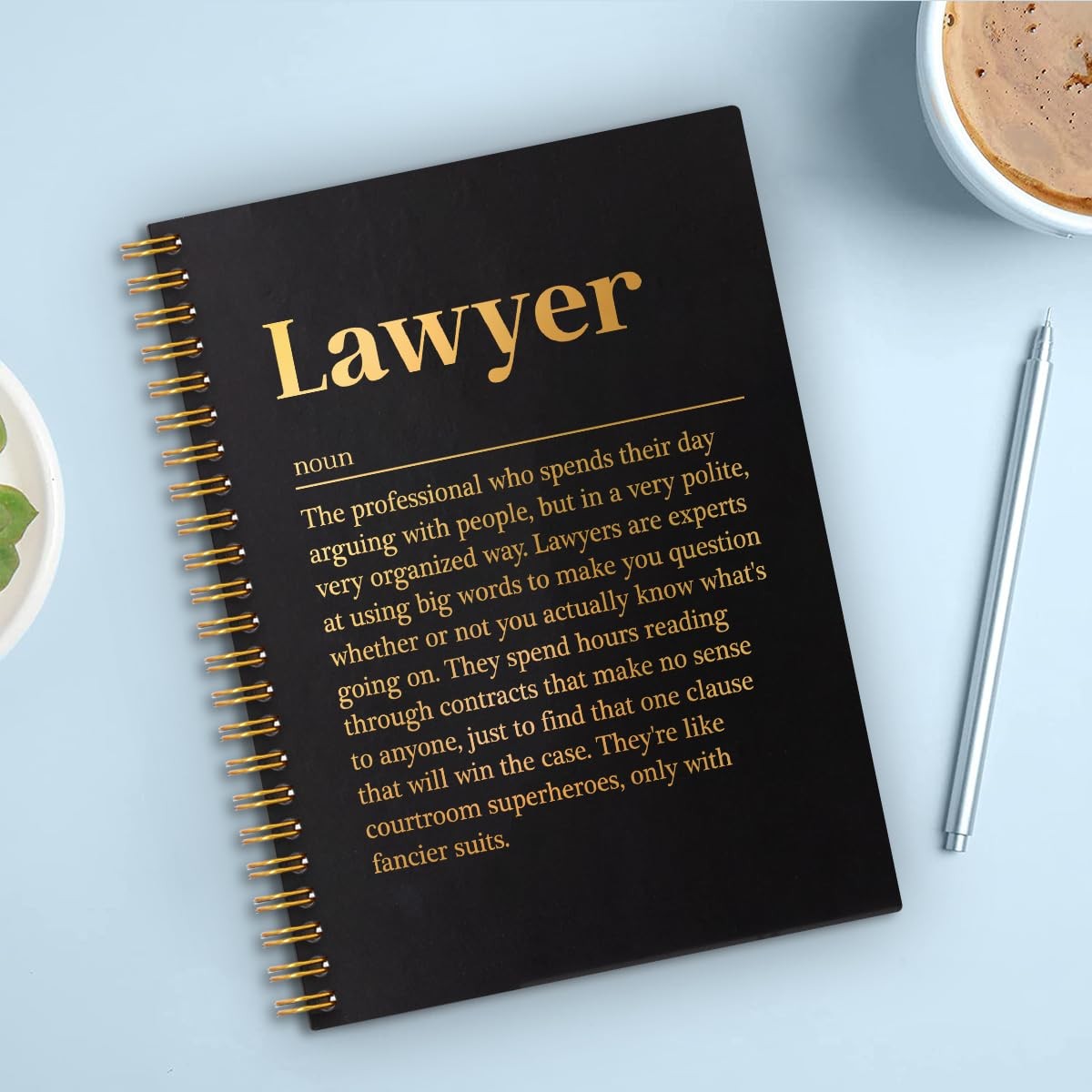 QYUVK Lawyer Definition Gold Foil Hardcover 160 Pages 5.9×8 inches, Black