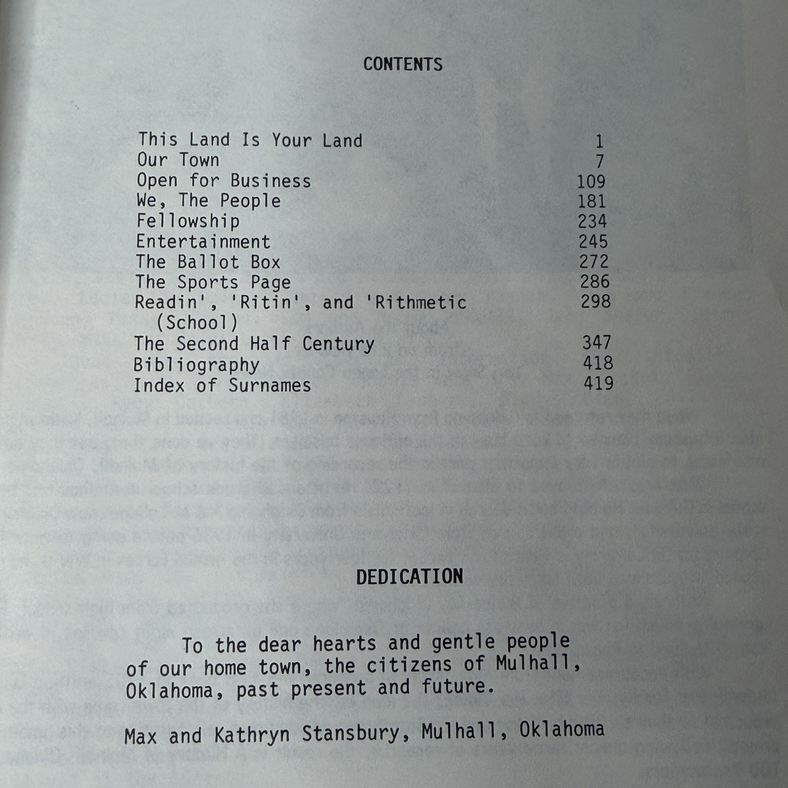A History of Mulhall Oklahoma 100 Yesteryears 1988 First Edition Genealogy Photo