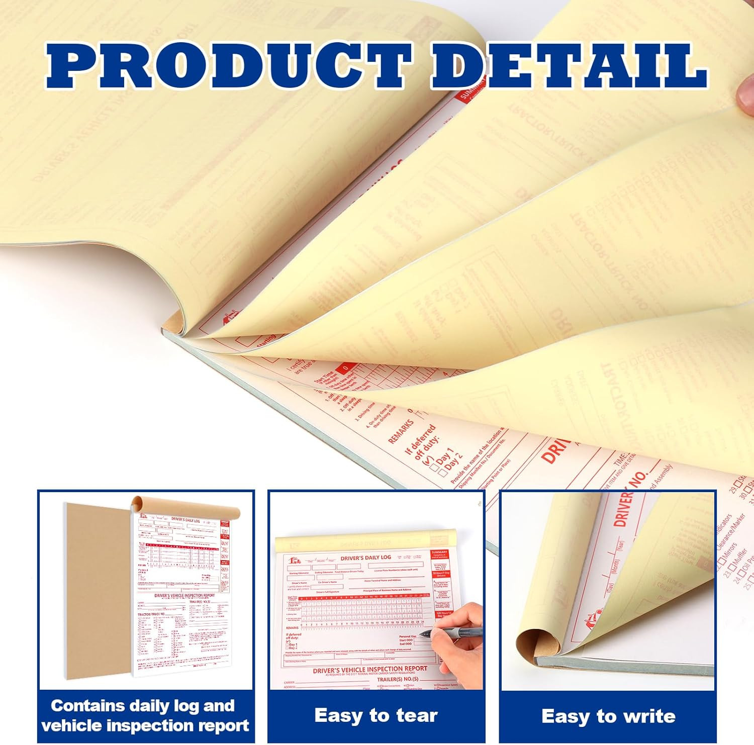8.5X11Inch 2-In-1 Driver Log Books for Truckers Dot Log Book Driver Vehicle