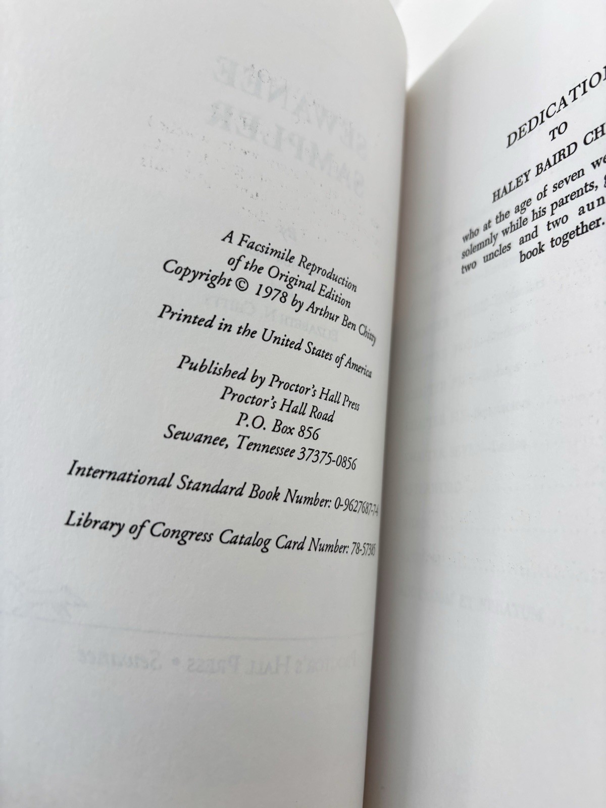 Sewanee Sampler | Arthur & Elizabeth Chitty | 1978 Facsimile Paperback #LikeNew