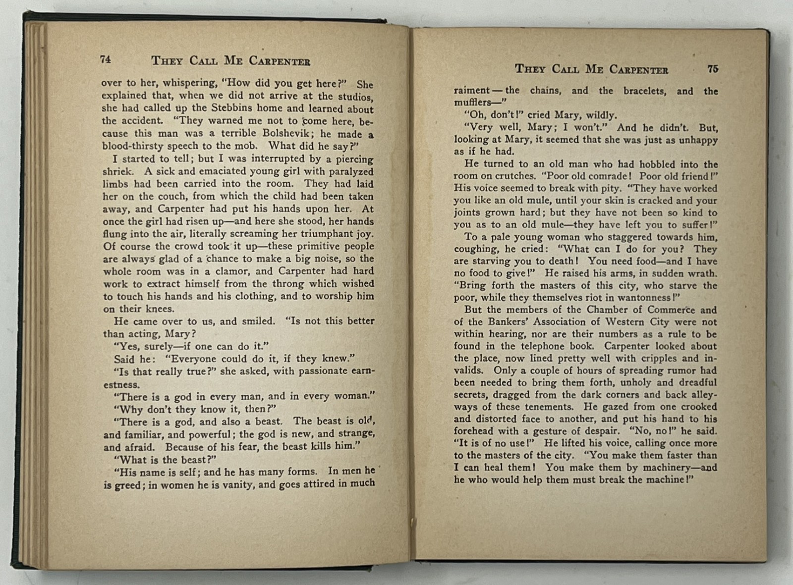 VTG They Call Me Carpenter: A Tale of the 2nd Coming by Upton Sinclair – 1922 HC