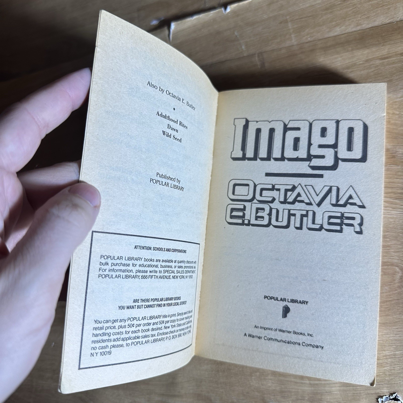 Imago Octavia E. Butler Xenogenesis Vintage Paperback Questar 1st Printing Book
