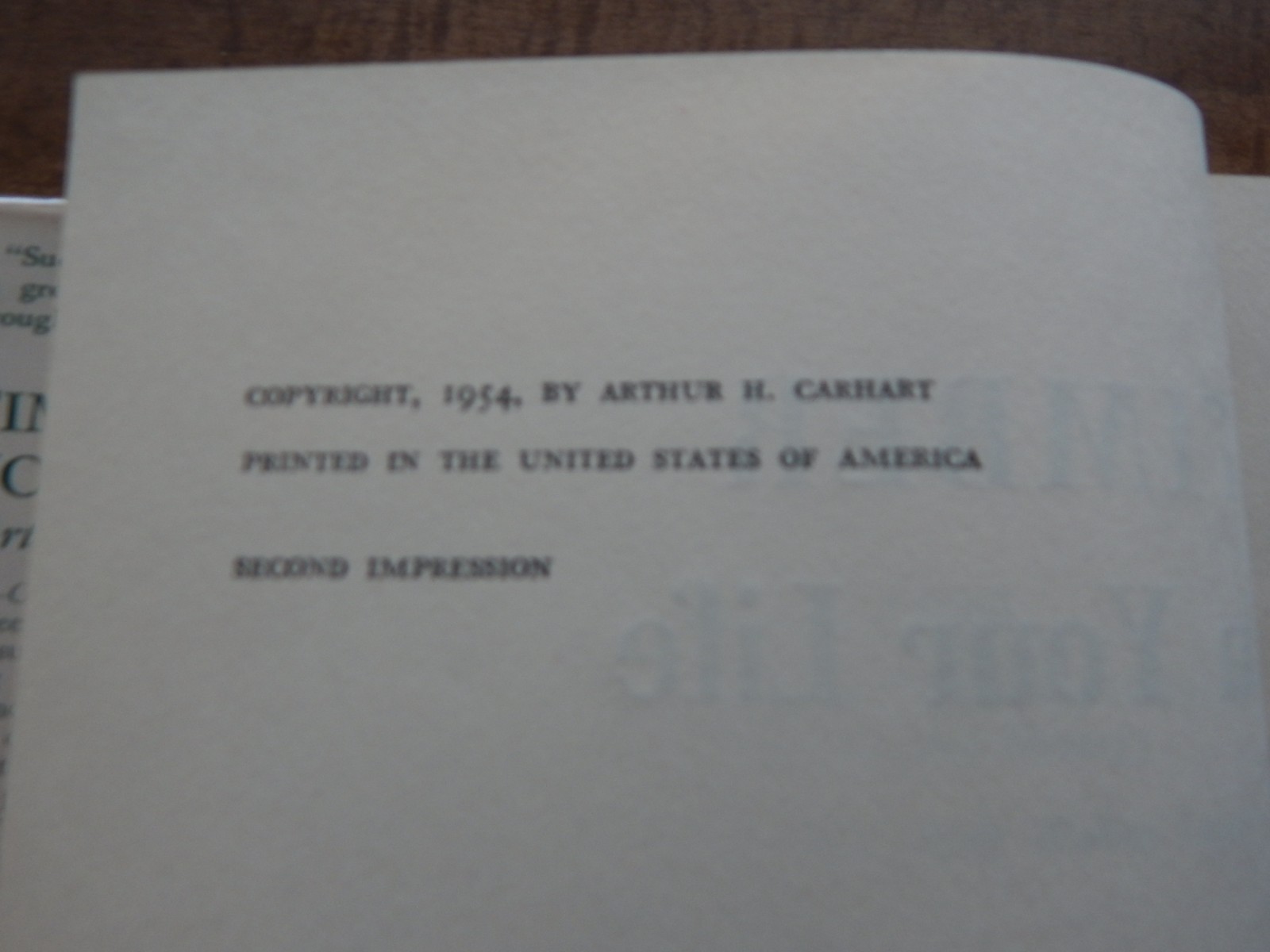 Timber In Your Life by Arthur H. Carhart Hardcover w/DJ 1955 Second