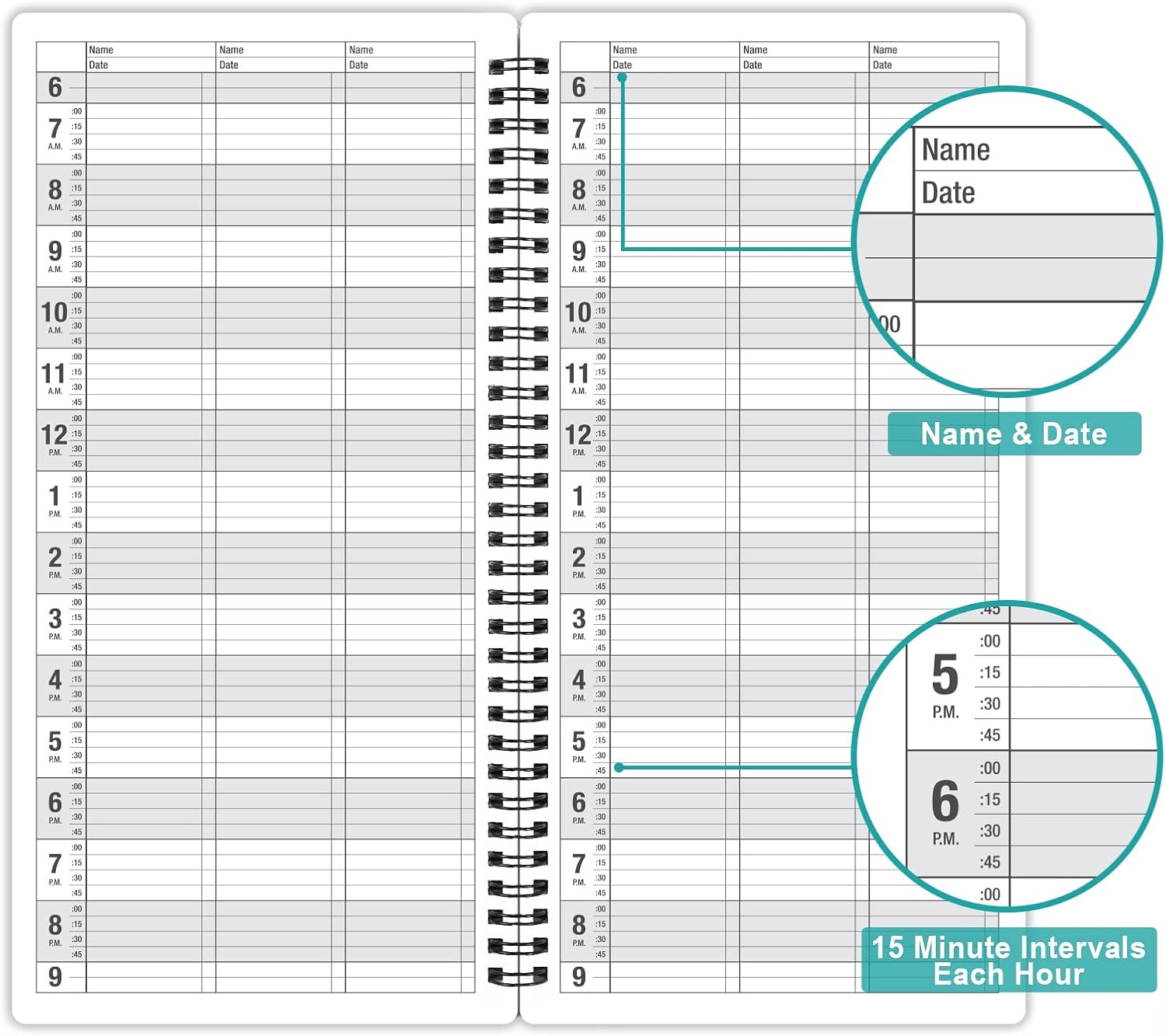 3 Column Appointment Book – Daily and Hourly Schedule Book with 200 Pages