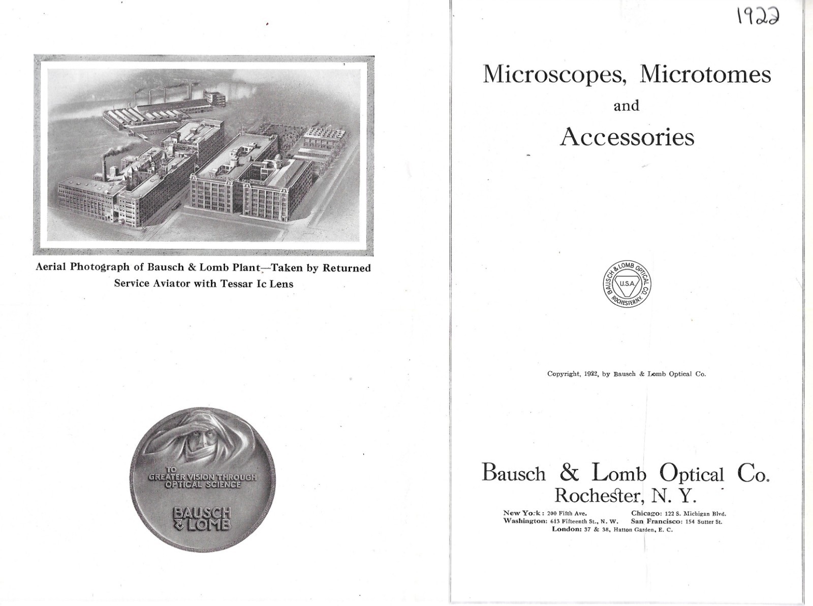 “MICROSCOPES, MICROTOMES and ACCESSORIES” CATALOG – 1922