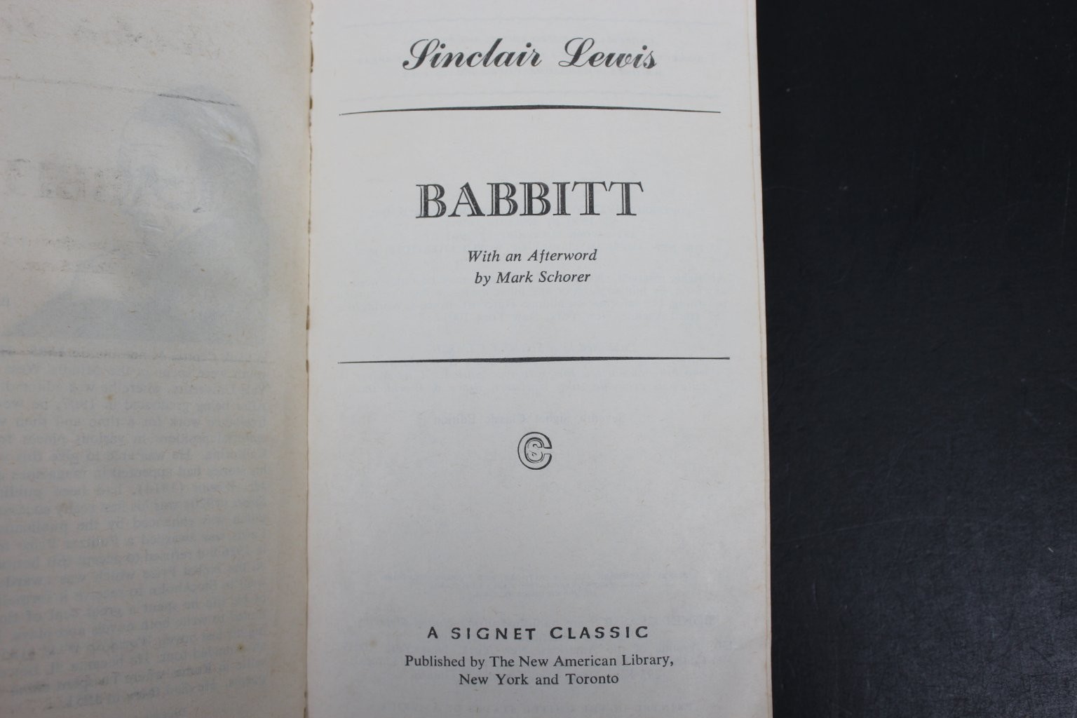Babbitt Sinclair Lewis 1961 Signet Classic Vintage Paperback American PB