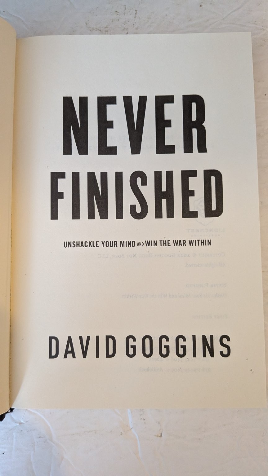 Never Finished David Goggins 2022 First Edition Motivational Lioncrest