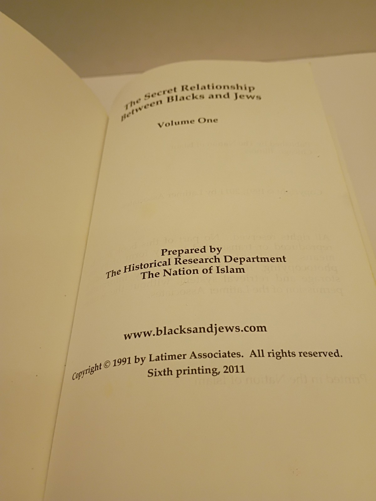 THE SECRET RELATIONSHIP BETWEEN BLACKS AND JEWS Vol.1 Nation Of Islam 6th Print
