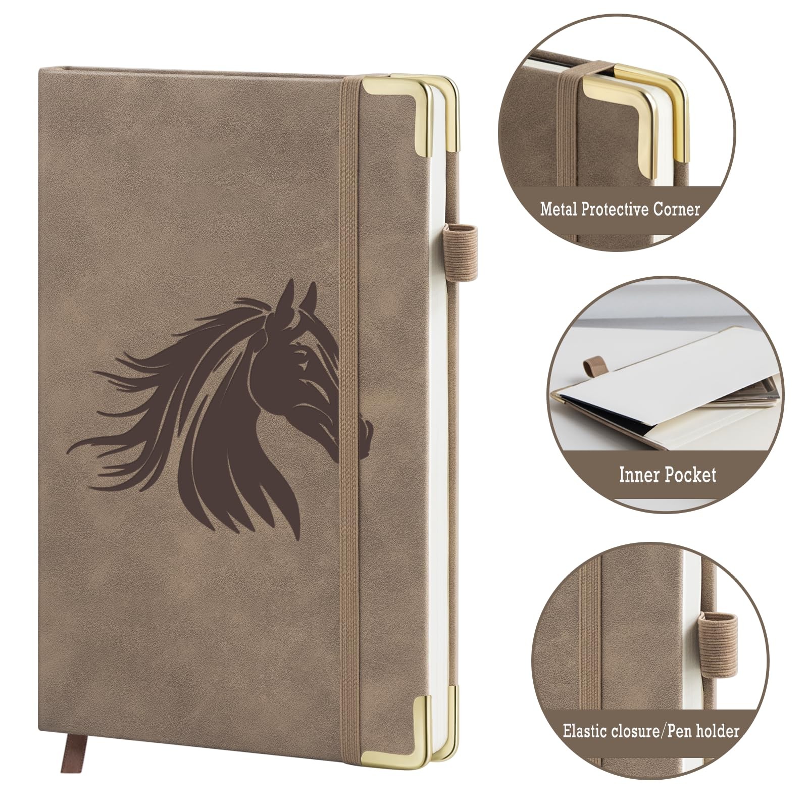 Horse Gifts for Women Girls Leather Journal Notebook 200 Pages A5 Lined with …