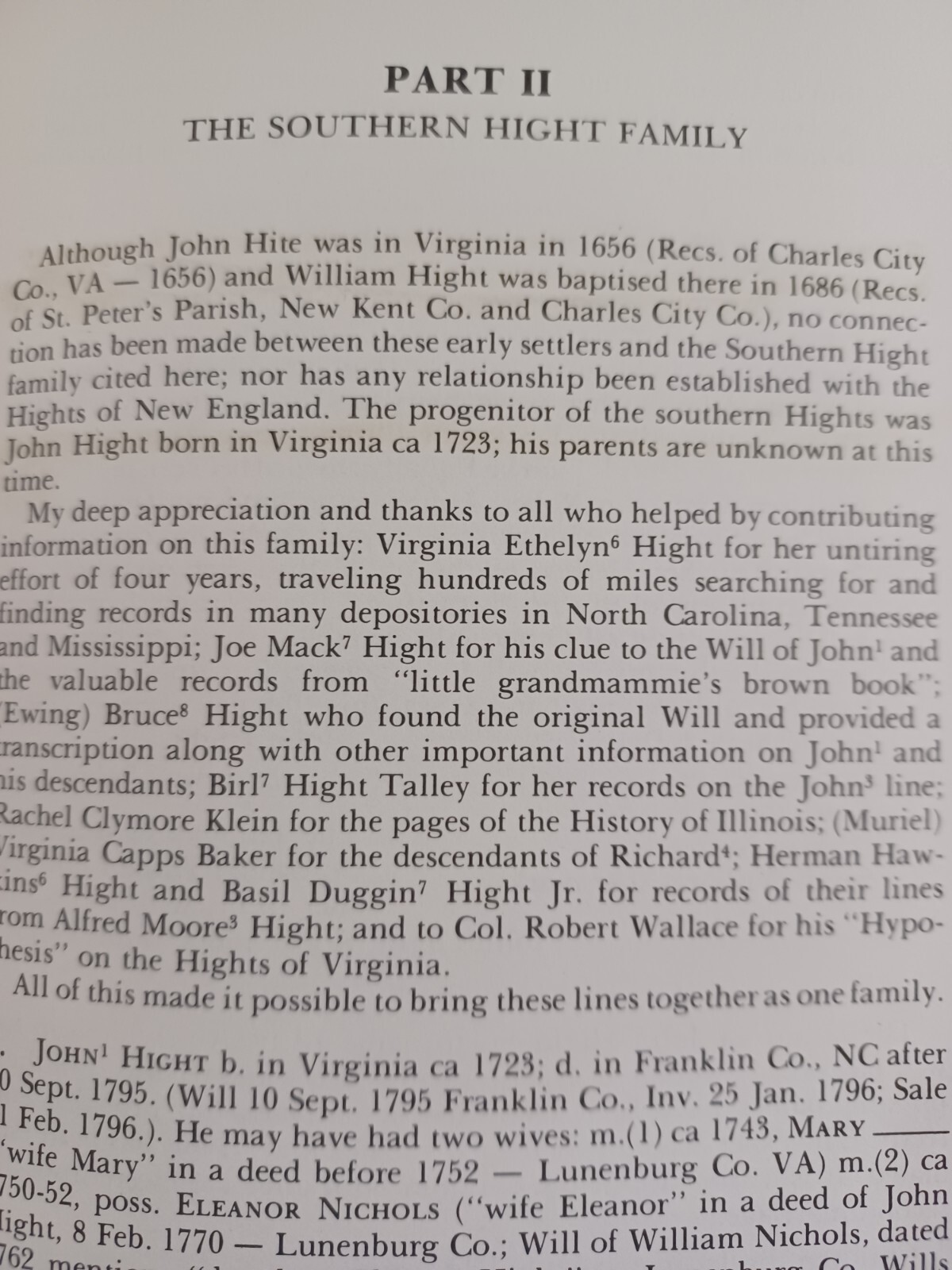 1979 Hight family history / genealogy by Truslow, 126 pages