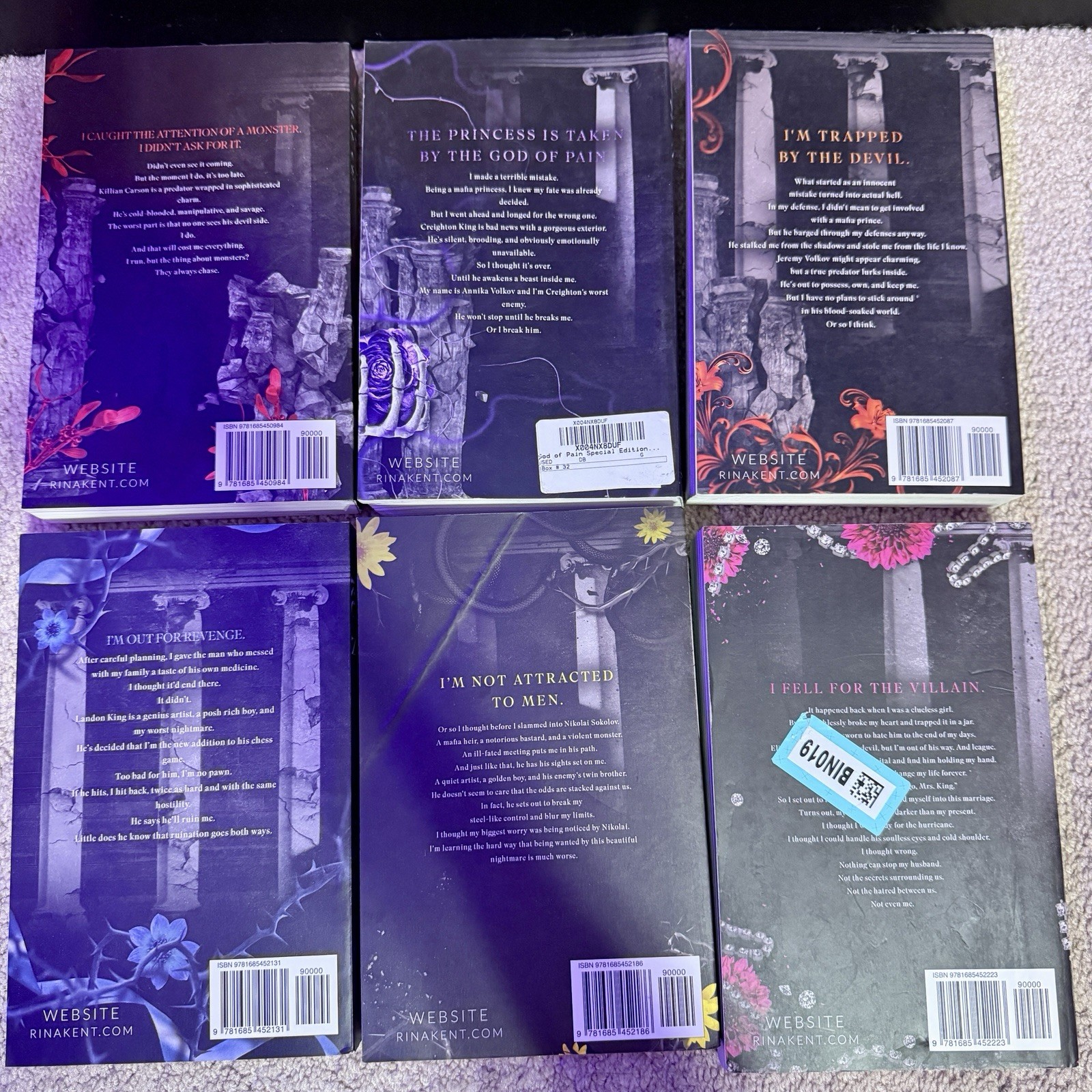 Legacy of Gods by Rina Kent Discreet Covers Complete Set Indie OOP