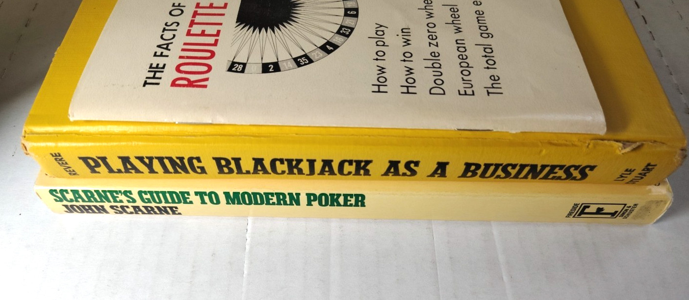 3 Books: Blackjack as Business; Facts of Roulette; Scarnes Guide to Poker