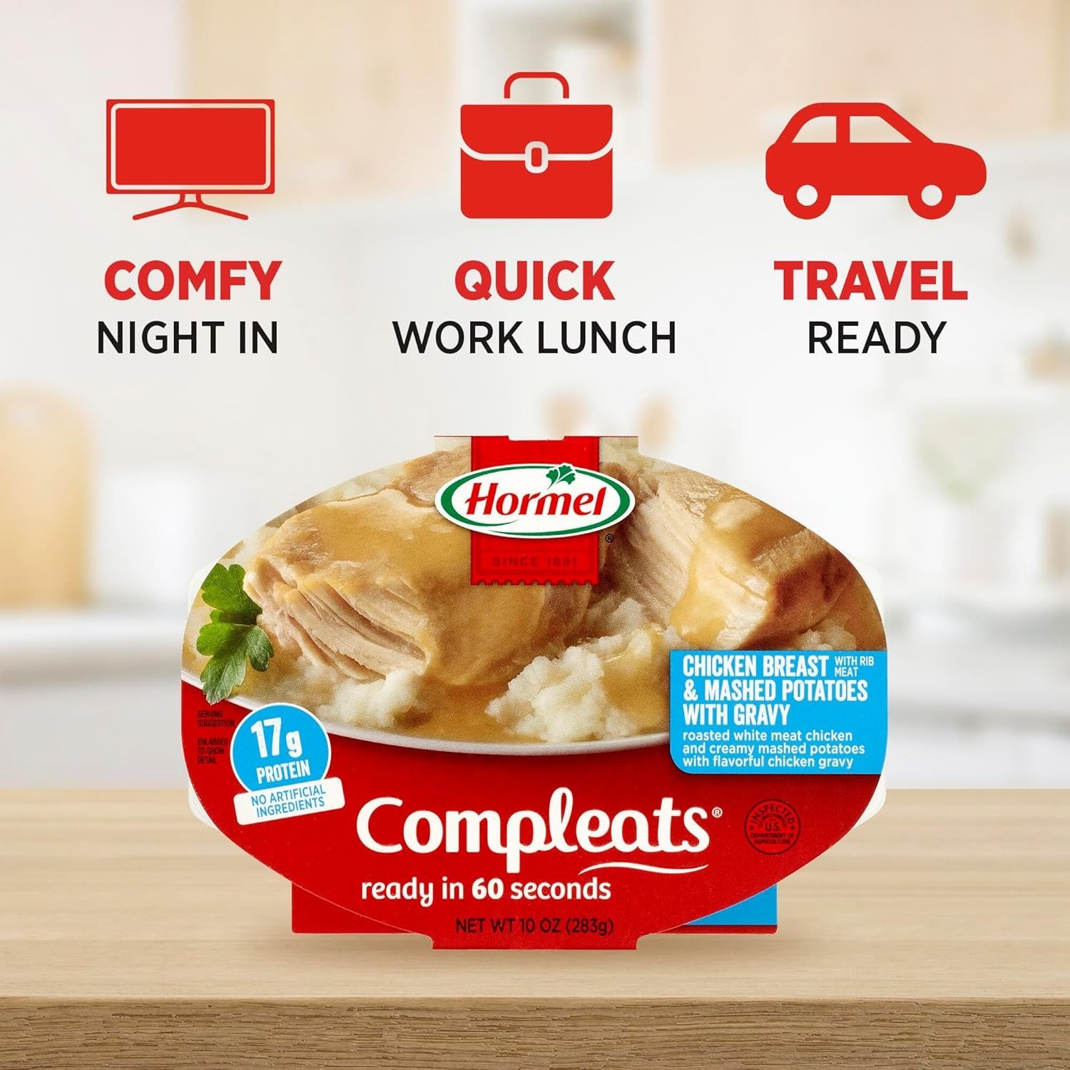 Hearty Chicken and Gravy with Creamy Mashed Potatoes – 10oz Trays, 6 Count