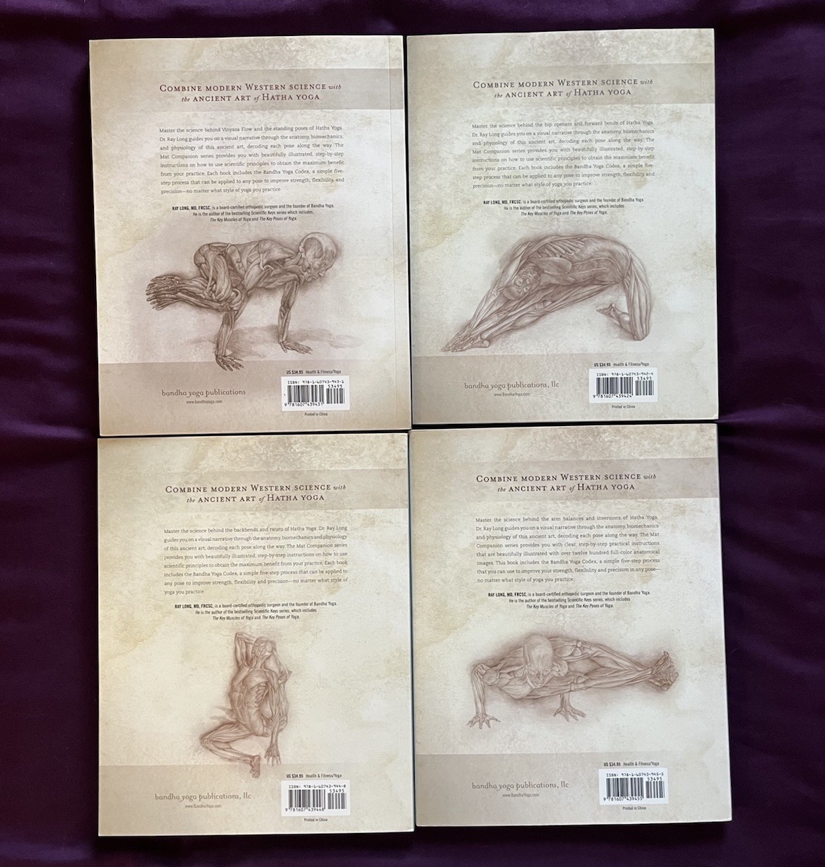 Yoga Mat Companion Vol. 1-4 Book LOT/SET, Ray Long, Anatomy For Vinyasa Flow…