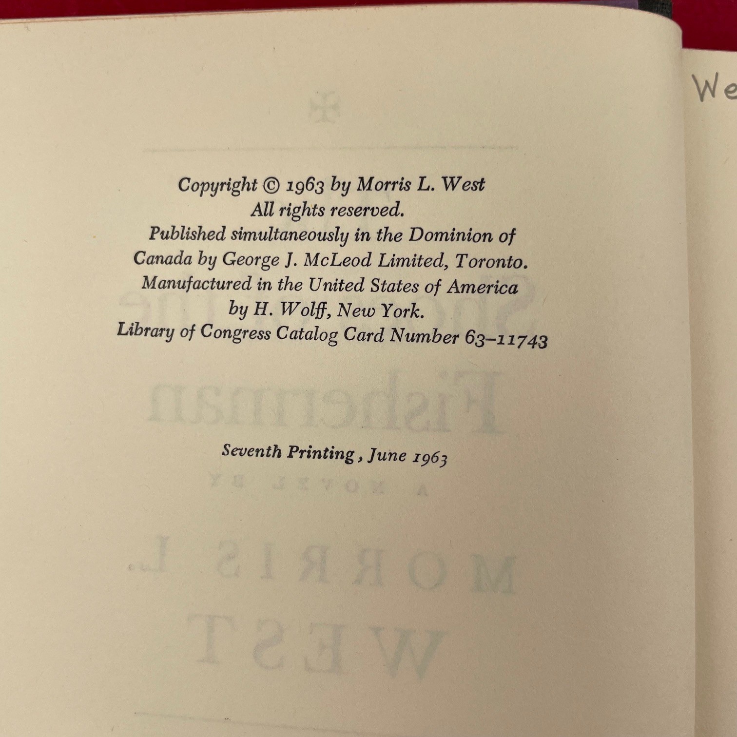 Vintage 1963 The Shoes Of The Fisherman Morris West Hardcover Book – Discard