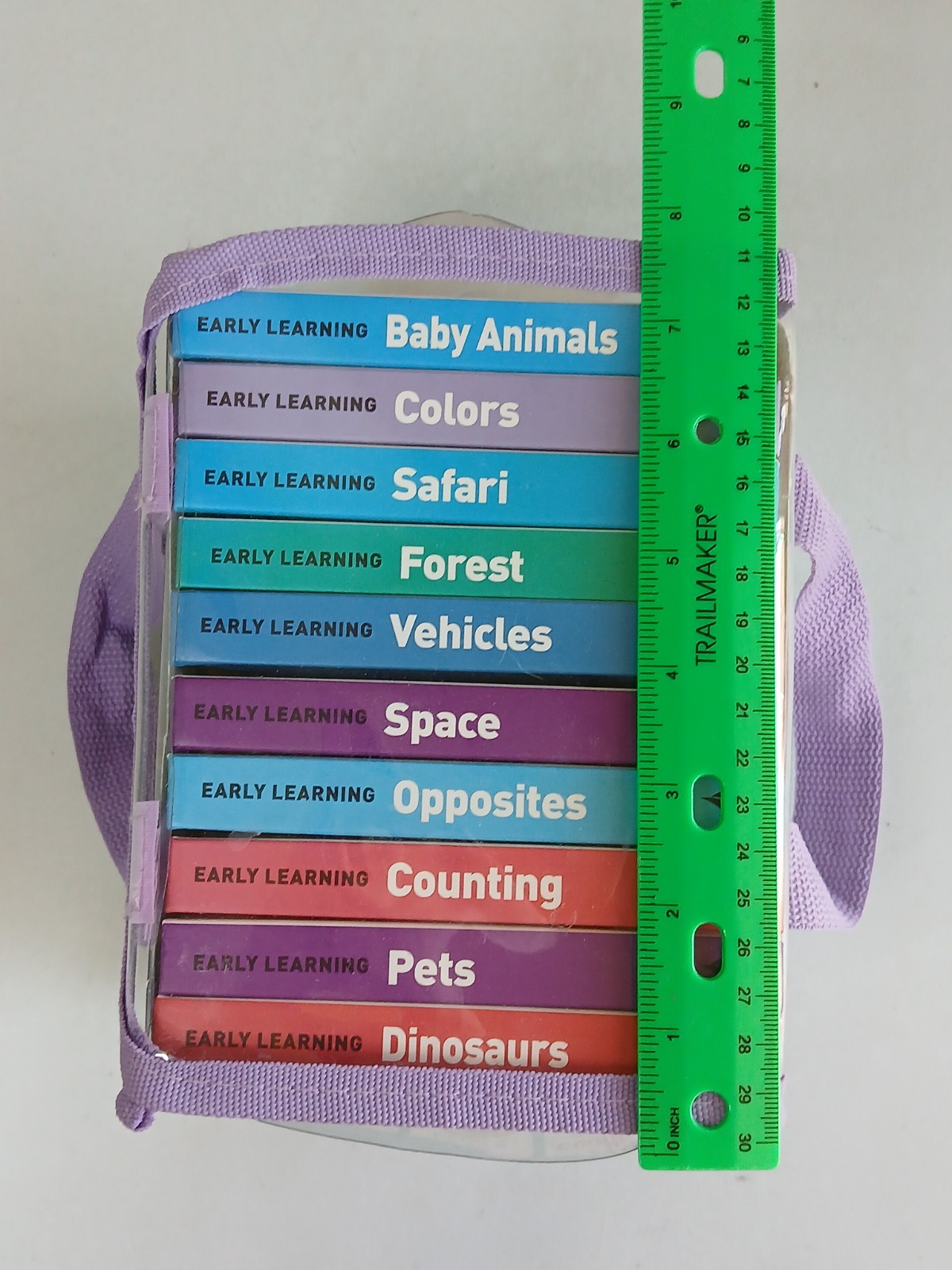 Early Learning TAKE-ALONG BOARD BOOKS Set of 10 in Carry Case Preowned