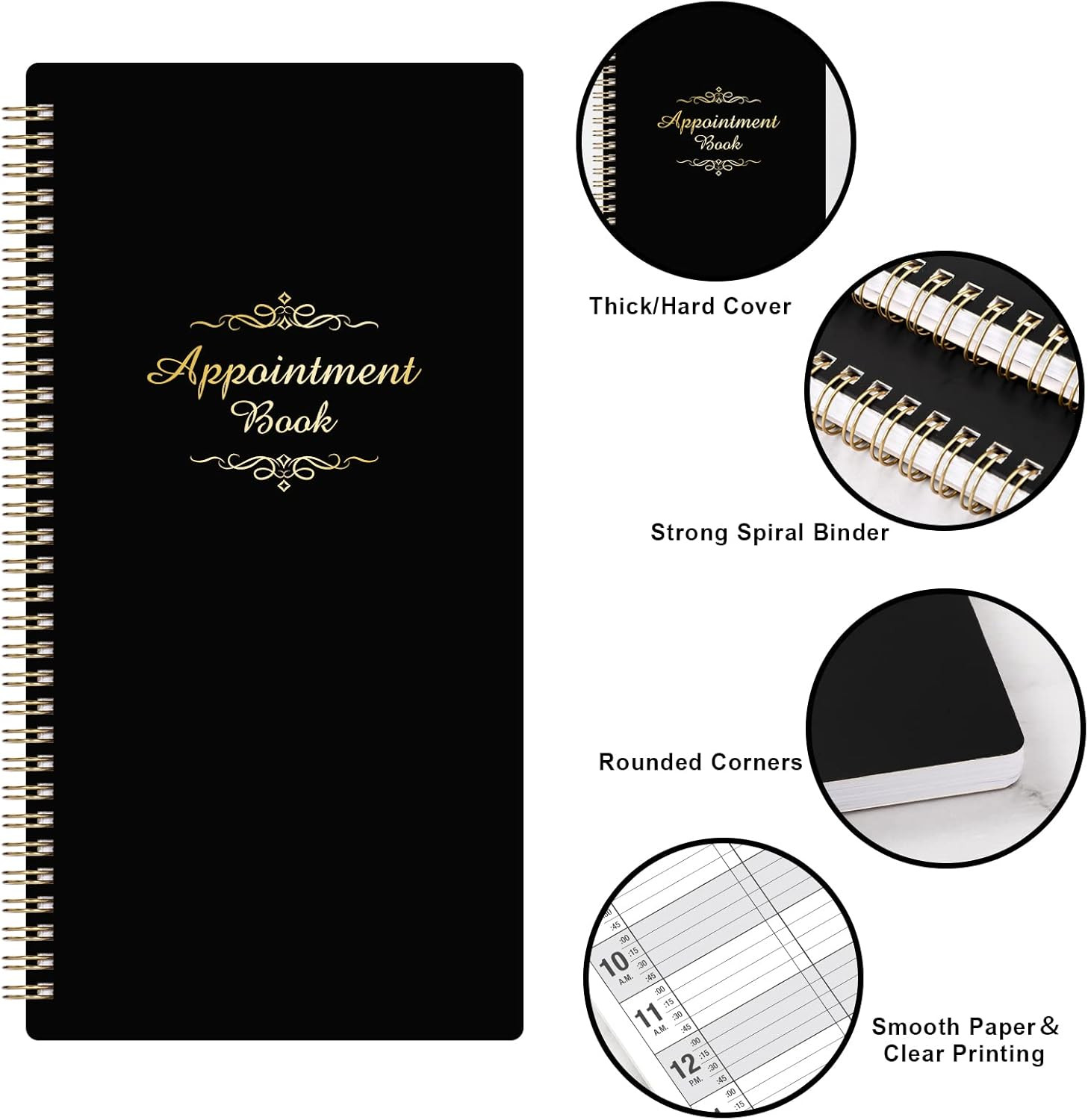 Salon Appointment Book – 15 Min Increments, 3 Cols, 200 Pages, 6.1” X 11.54”,