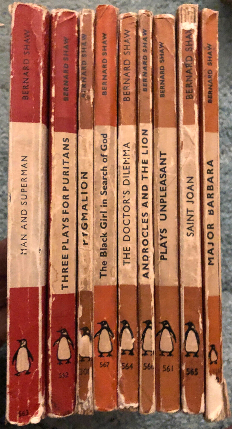 Bernard Shaw books, lot of 9 Penguin editions, Man and Superman, Pygmalion, etc.