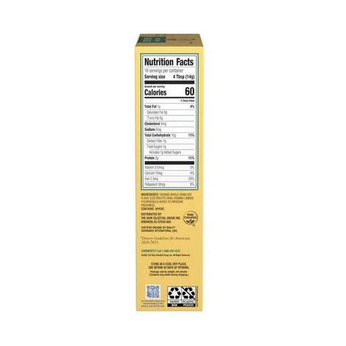 Organic Whole Grain Oatmeal Cereal 8 Oz