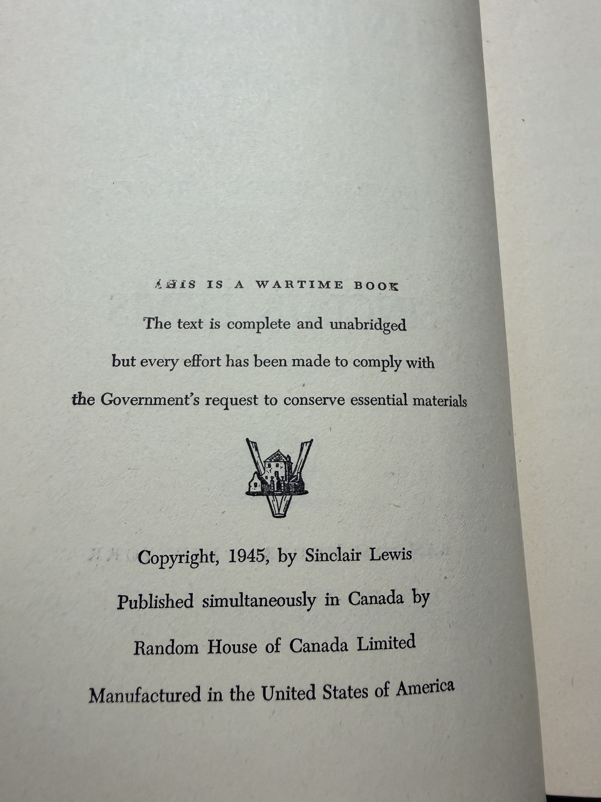 Cass Timberlane Sinclair Lewis 1945 Random House Hardcover Dust Jacket