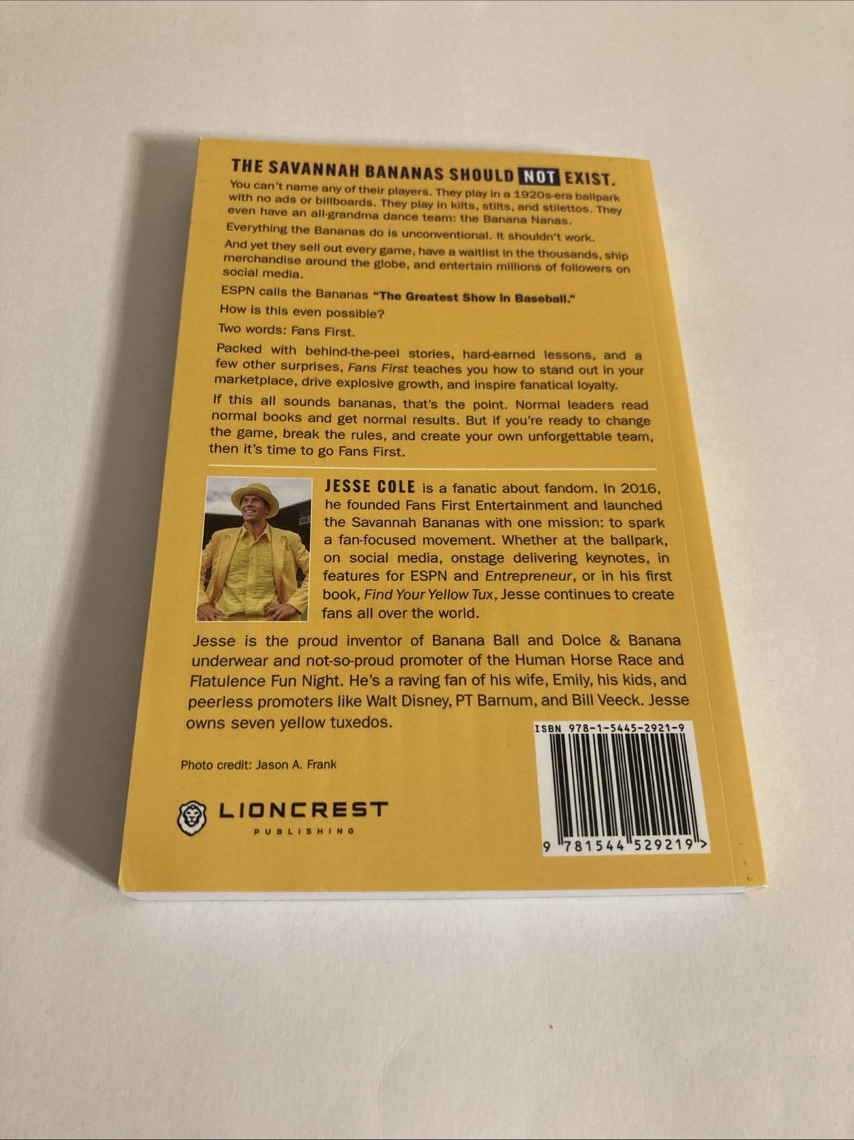 Fans First Paperback Book SIGNED By Jesse Cole Savannah Bananas Story Lioncrest