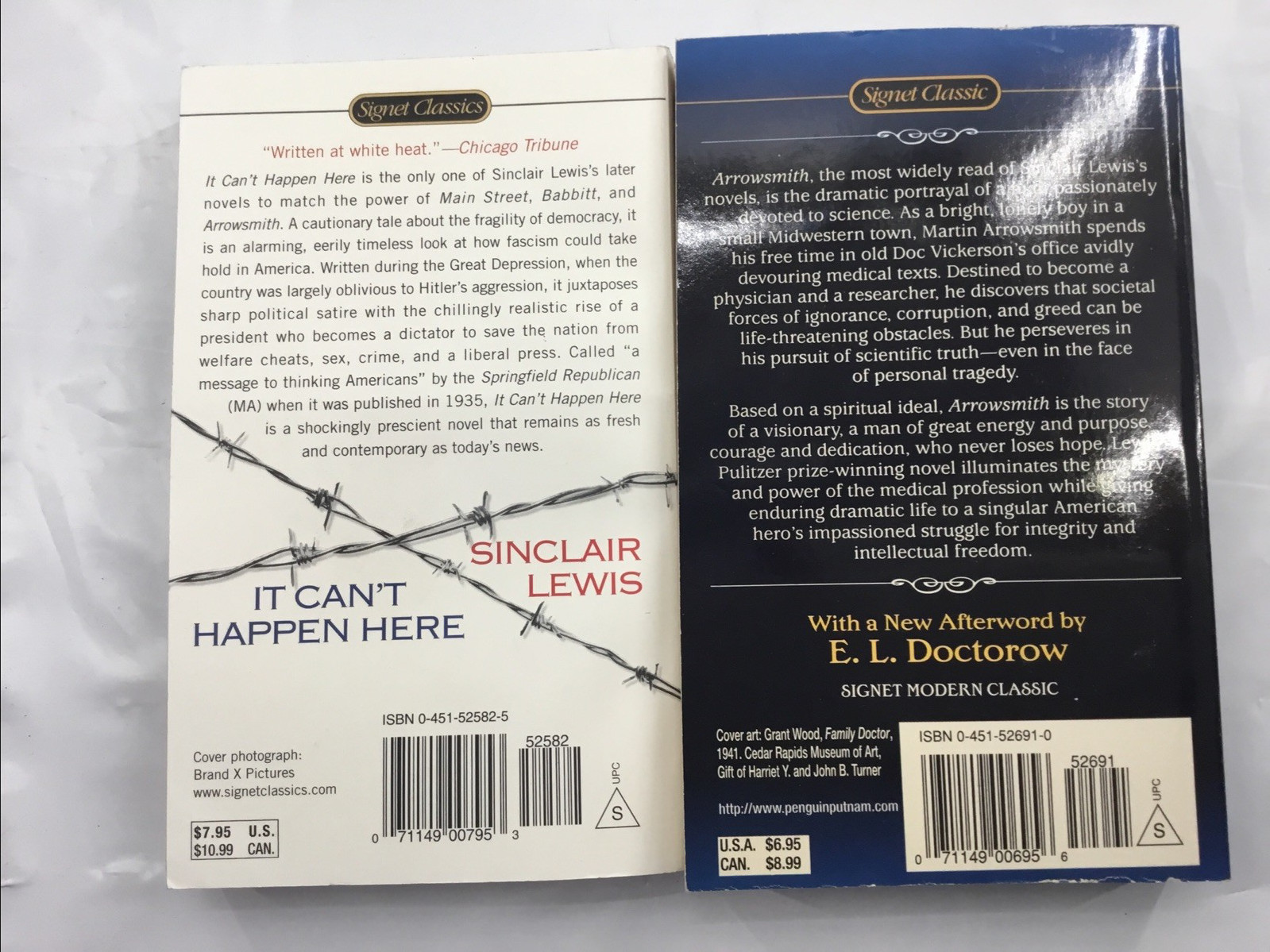 Sinclair Lewis 2 Book Fiction Lot Paperback Arrowsmith It Can’t Happen Here