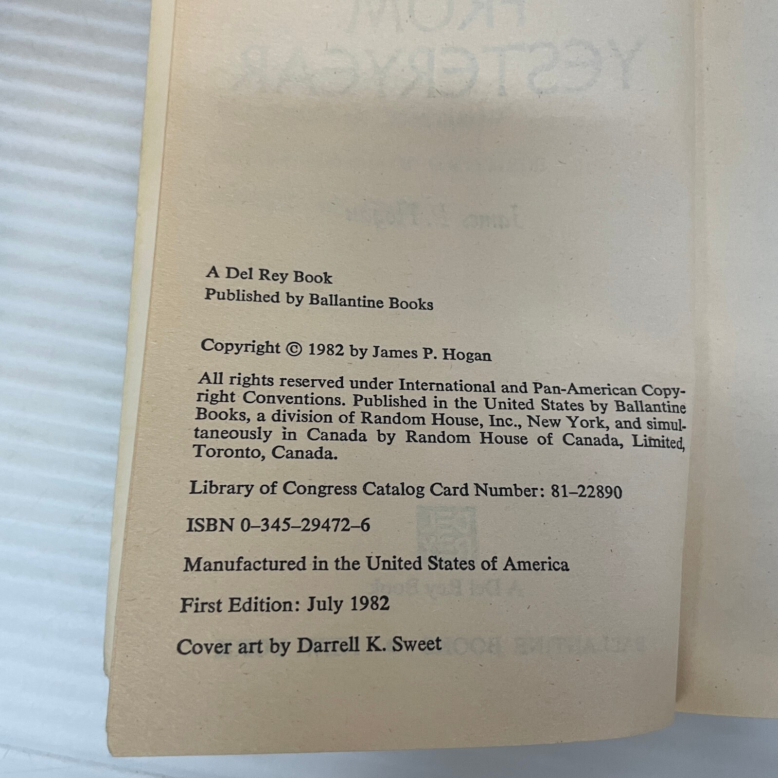 Voyage from Yesteryear Science Fiction Paperback Book by James P. Hogan 1982