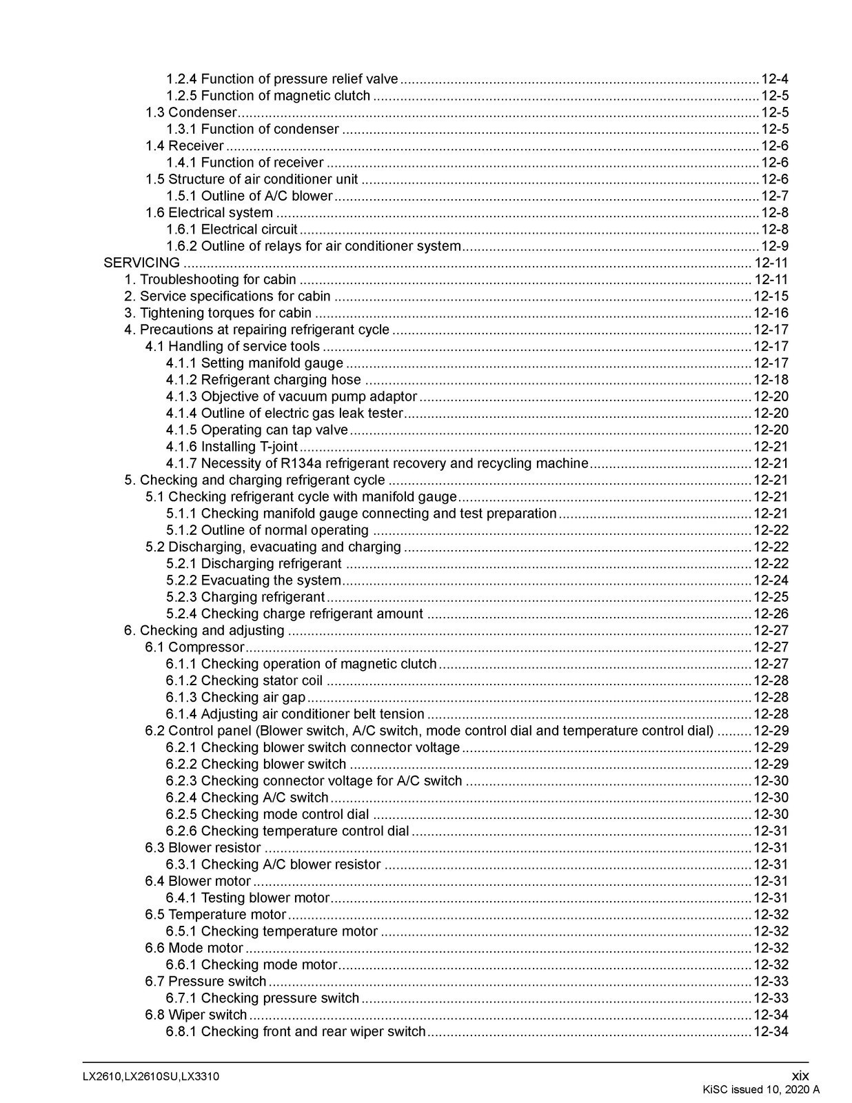 KUBOTA LX2610 LX2610SU LX3310 WORKSHOP MANUAL, BIND – FRONT & BACK – XL FOLDOUTS