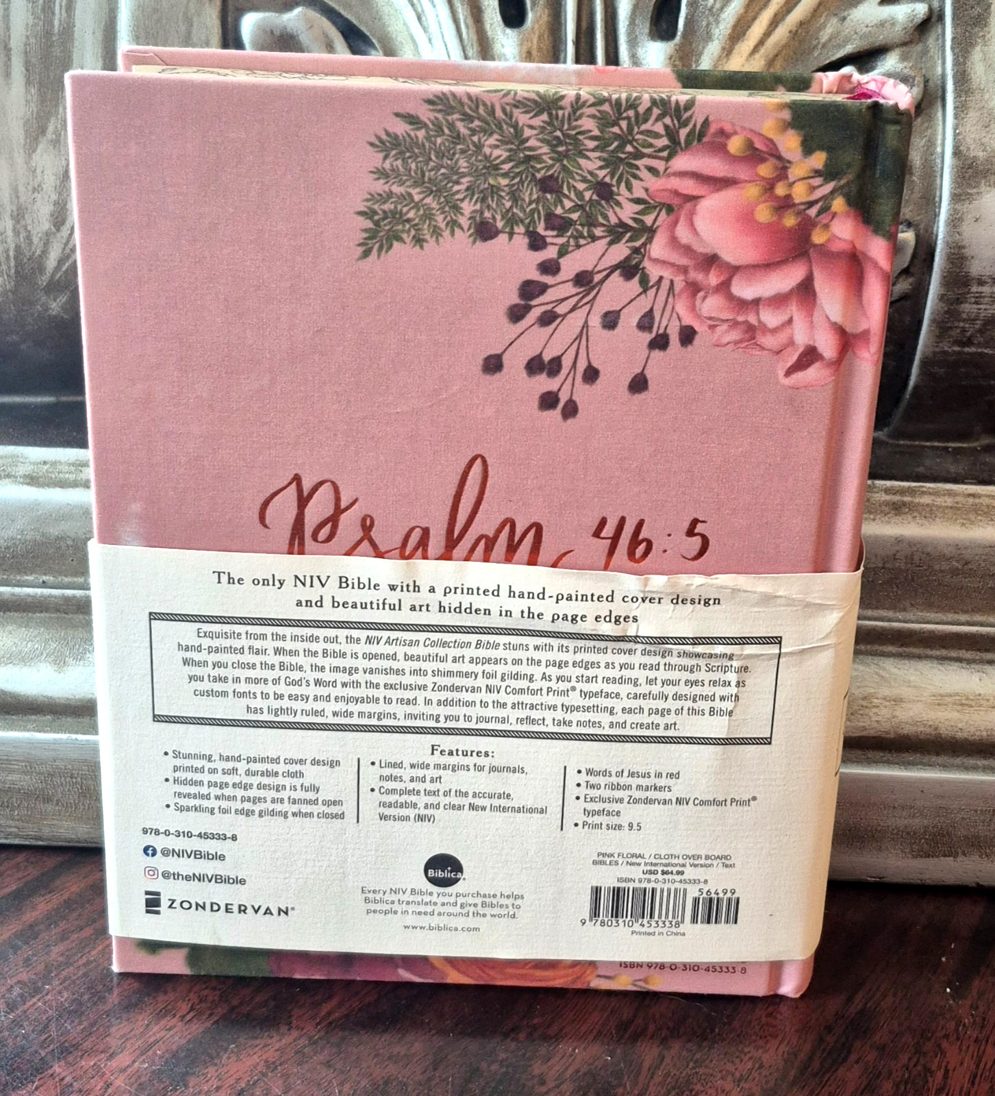 NIV Artisan Collection Journaling Bible (Hardcover Pink Floral, Red Letter) NEW