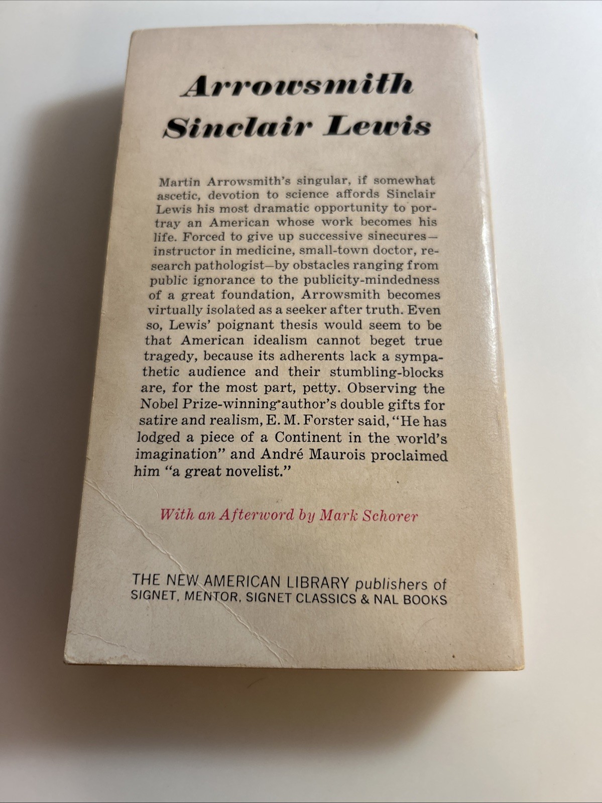 Sinclair Lewis, Arrowsmith, Mass Paperback 1961 📖 2909