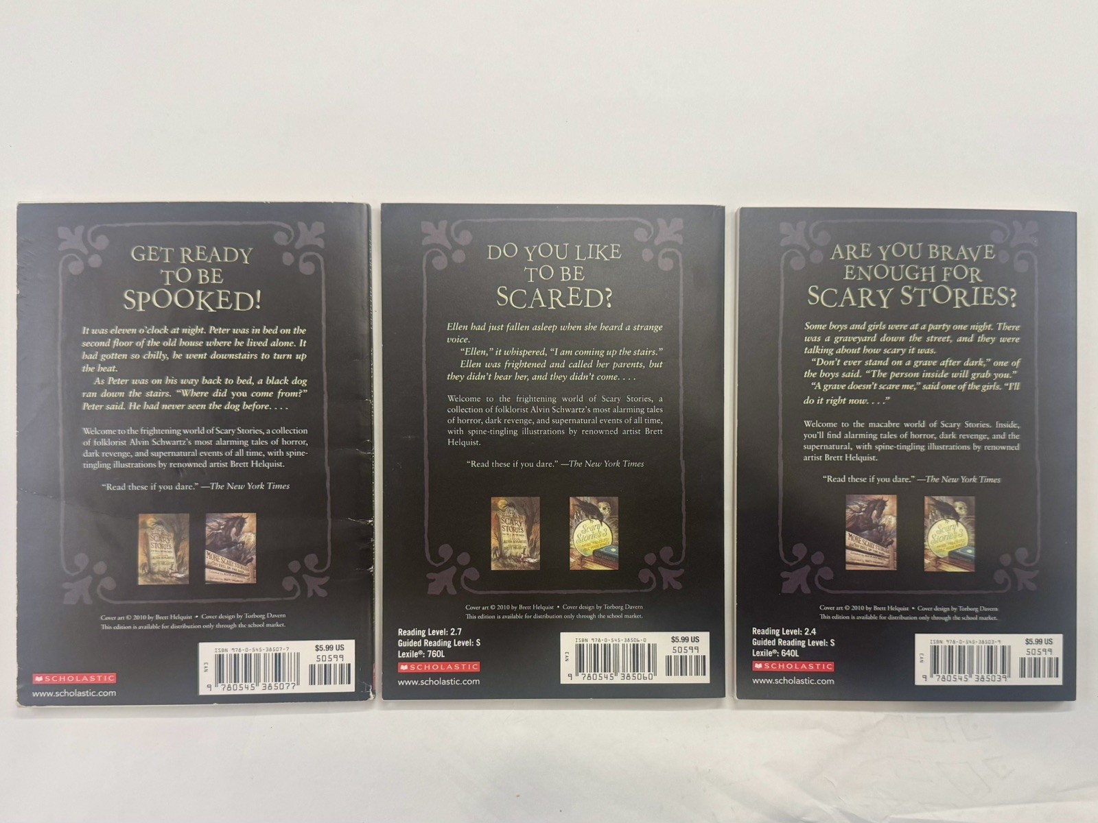 Scary Stories to Tell in the Dark Book Set Lot 1 2 3 By Alvin Schwartz